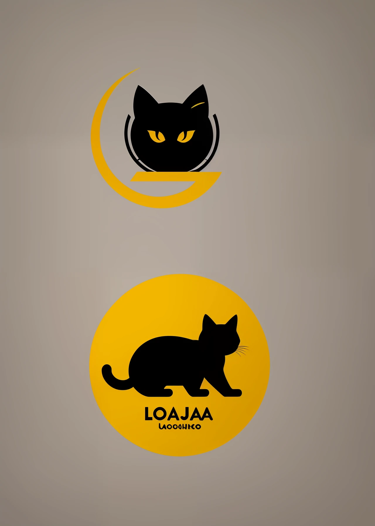 Logotipo laranja,gato preto para loja minimalista