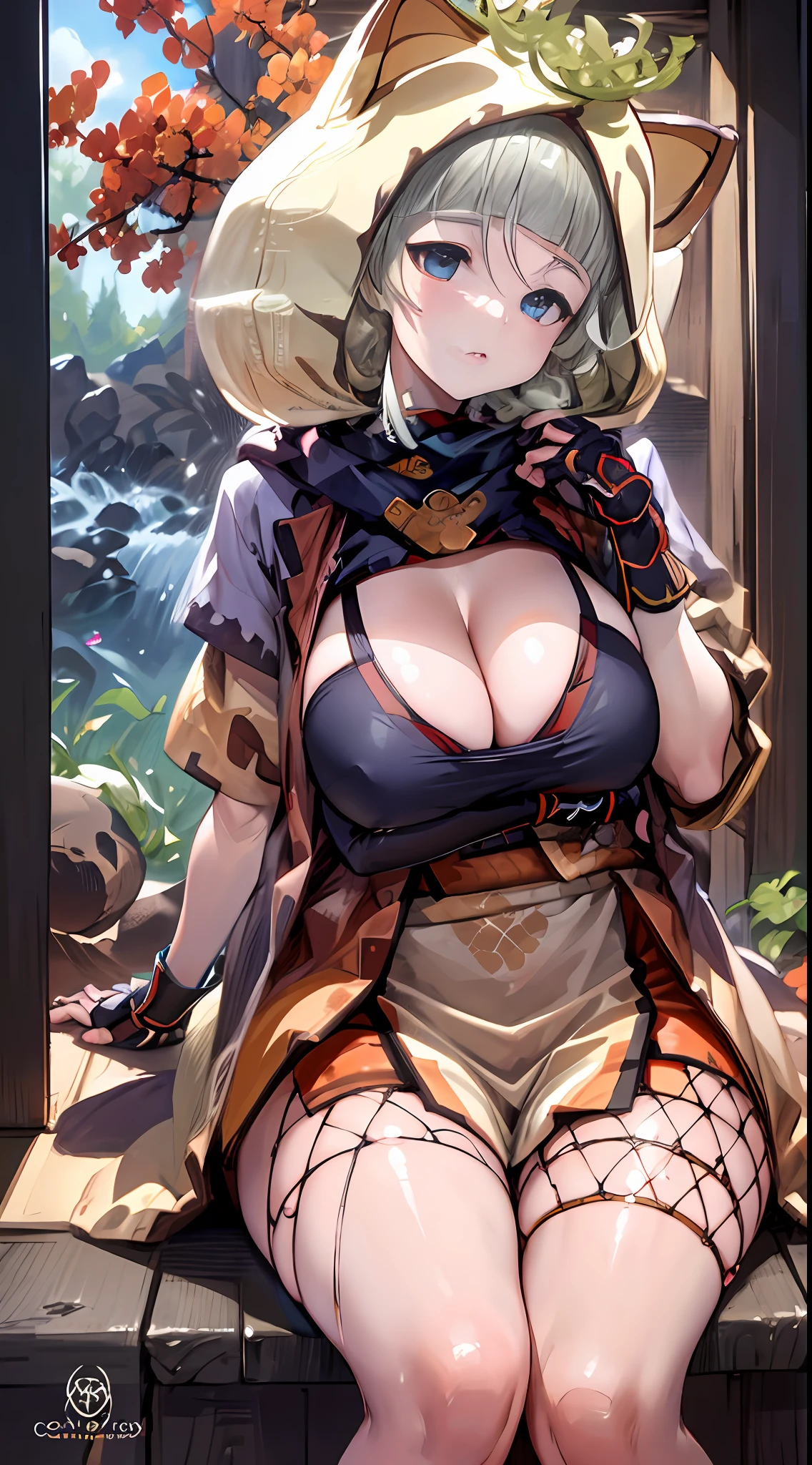 (NSTDA.:1.2), (10, beste-Qualit, master-piece: 1.4), ultra-high resolution, (lifelike, photorealistic portrait: 1.48), 25 years old, Cute Girl, Famous Japanese actors, gigantic breasts, Blue Eyes, Head tilt, cowboy shot, from the front,My favorite cat ears, looking at the audience, expressionless, Beautiful lake, Zeiss 150mm F/ 2.8 Hasselblad, In Japanese shrines, Whole body, foot, Ultra-Wide Angle