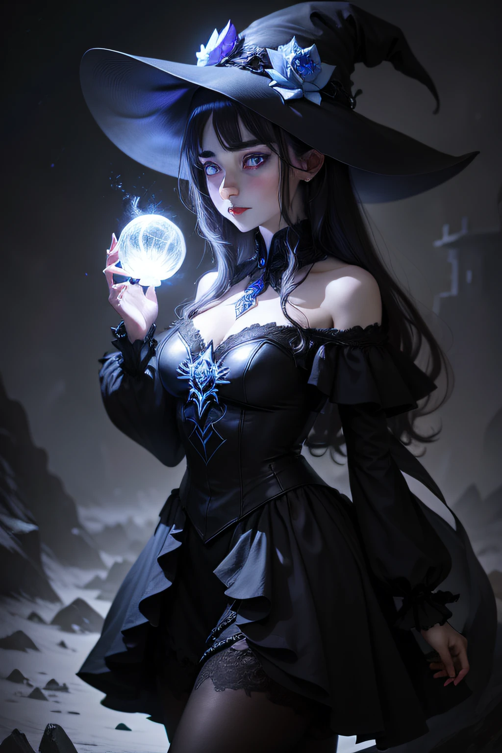 Dark Witch Had with Ice Flower