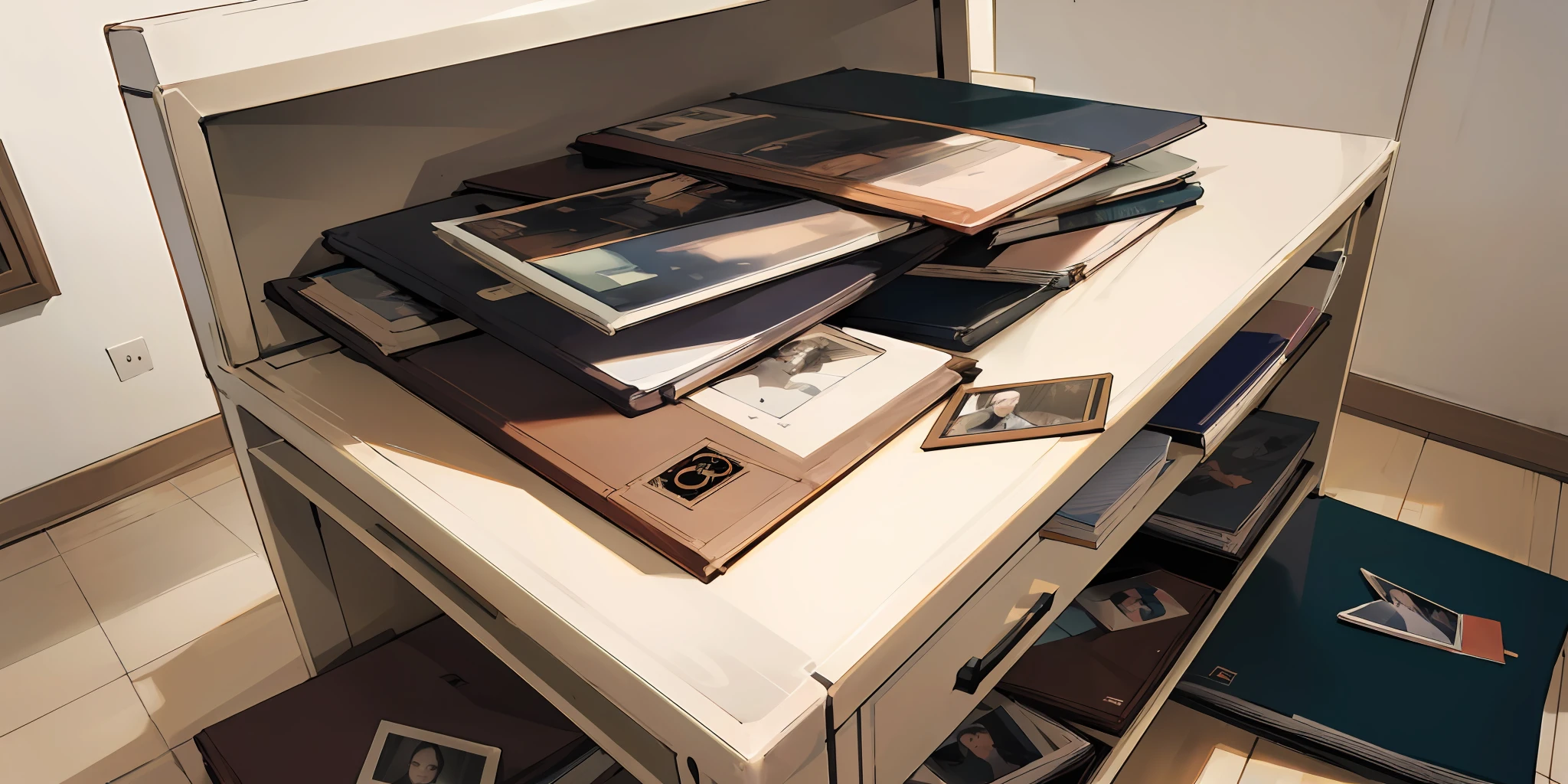 Uma loja de antiguidades, with an old photo album featured.