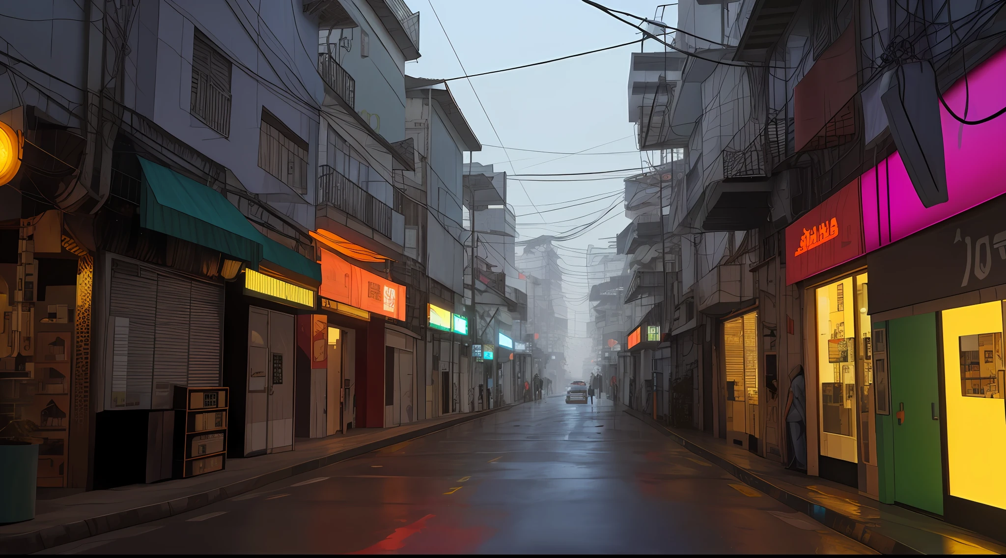 uma rua da cidade cyberpunk que SEJA FOTOREALISTA