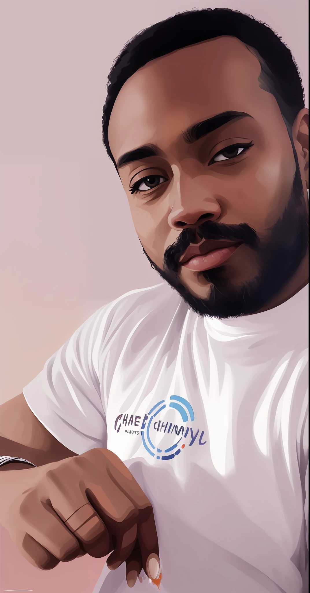 there is a man with a beard and a white shirt, inspirado em Chinwe Chukwuogo-Roy, Directed by: Chinwe Chukwuogo-Roy, pintura digital altamente detalhada, # 1 pintura digital de todos os tempos, #1 pintura digital de todos os tempos, painitng digital, solo portrait 🎨🖌️, inspired by Edward Okuń, pintura digital