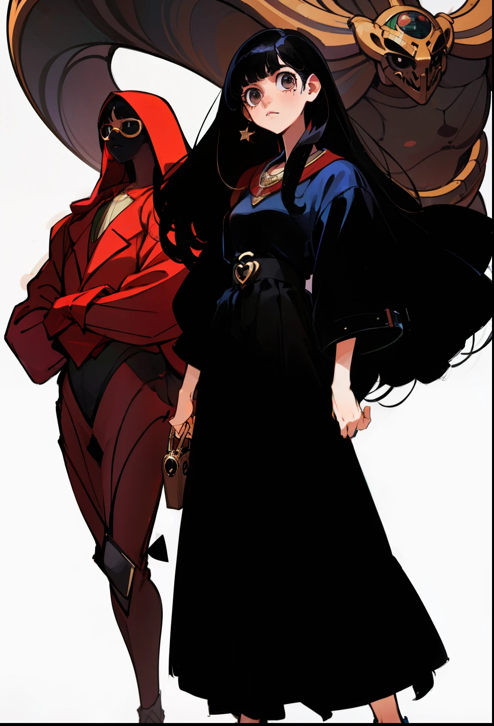 Black hair, 1Girl, Gucci apparel, stand up, Straight hair