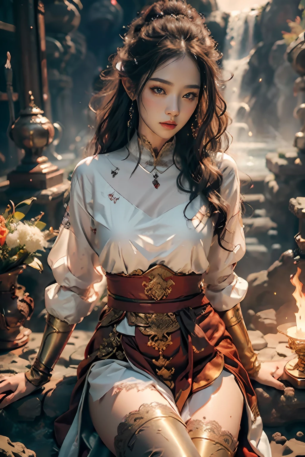 {{master piece}},Pinnacle rendering,Realistic rendering,Dark red rendering,Metal rendering,{{colored ink drawing}},{{Splash ink}},{{Splash ink}},{{a color}},{{a color}},Brilliant rendering,Best quality at best,illustratio,火焰,dense smoke,Latter-day world,The end of the sea of ink,full bodyesbian,1girll,Exquisite facial details,exquisite facial features,Fair face,beatiful detailed eyes,Deep pupils,Honkai city details,Beautiful details long hair,Hair in waves,Destroyed details of the street,Transparent mechanical core,Cyborg girl,the detail,Tight grooming,Lace grooming,Linear light clothing modification,Lighting rendering、Reflective、high light、holy rays,self-assured、elf,Close-up of battle stance details,Firelight、{filigree},Colorful background,a dragon stands behind the girl,a sea of fire,{Tornado effects},Beautiful details red fairy costume(gentleness,self-assured)Great depth,depth of fields,360° panoramic screen,Intense and magnificent battle scenes,Broken mirror,Fingers are all hidden and not displayed,Small mouth closed,Color woman,Spread your legs,wistful look,Obscenity,Areola enlargement,Raised areola,Extremely cute,sweat leggs,Cute sexy,Expression flushing,Erotic expressions,Super erotic,wistful look,Flushing on the face,Soaked transparent shirt,The expression of the actor,Gray-purple transparent stockings ,Soaked gray-purple stockings,(full bodyesbian:1.1),highres, 8k, masterpiece, UHD, textured skin, super detail