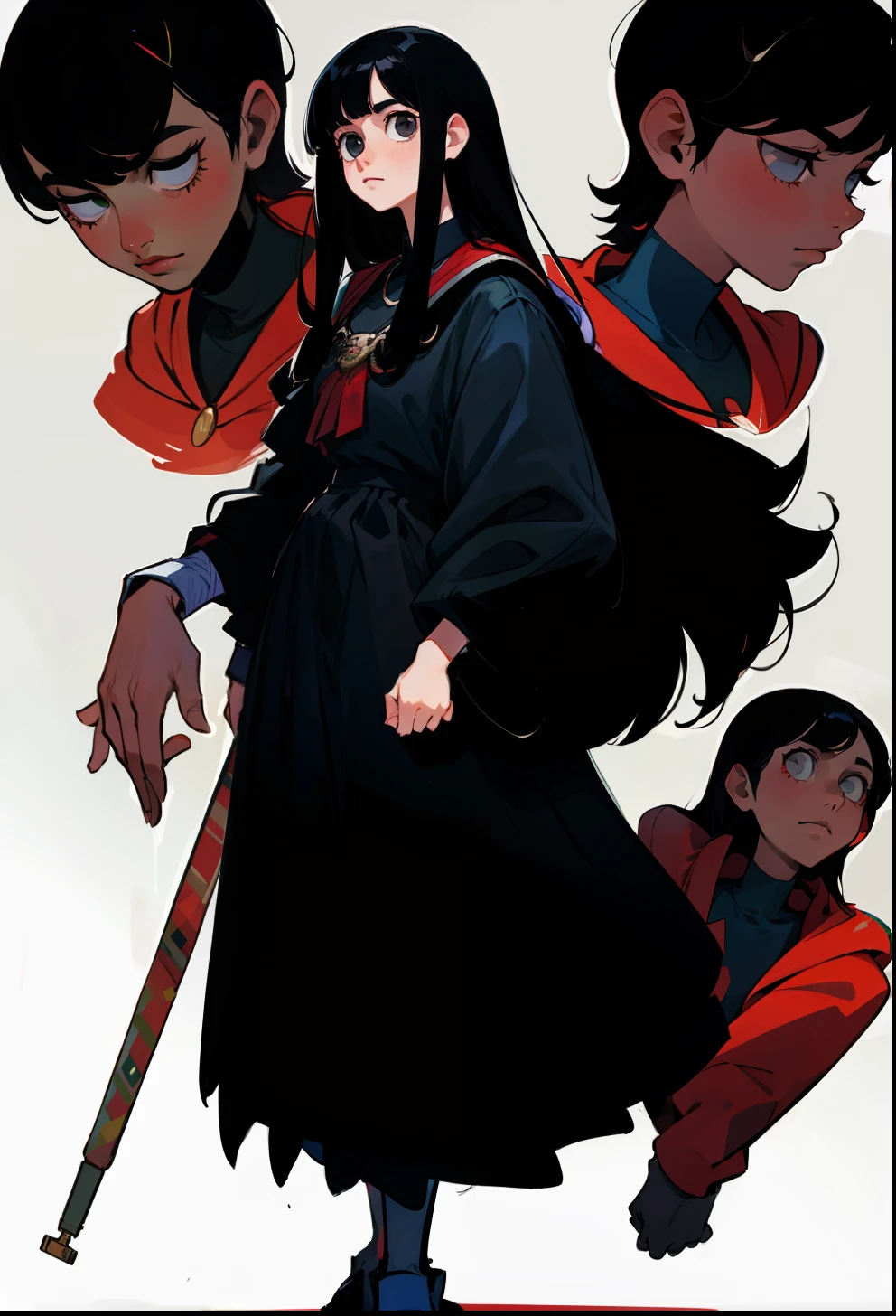 Black hair, 1Girl, Gucci apparel, stand up, Straight hair
