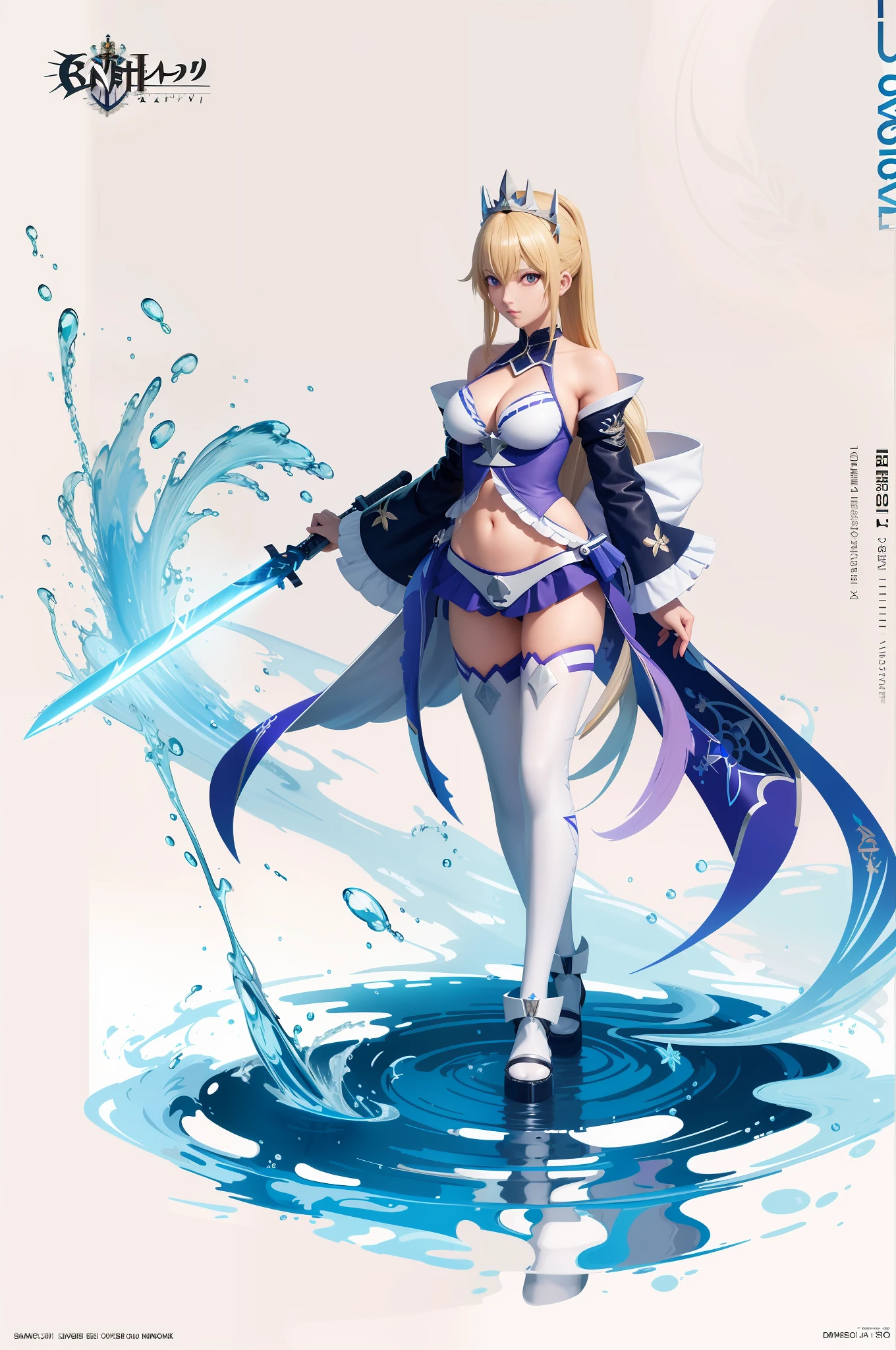 Anime girl with sword bikini on the beach, concept art by Kamagurka, pixiv contest winner, conceptual art, Artoria Pendragon, fate grand order, offcial art, Kushatt Krenz Key Art Women, rei hiroe, Splash art anime , holding light saber. Splash Art, high detailed official artwork, Also