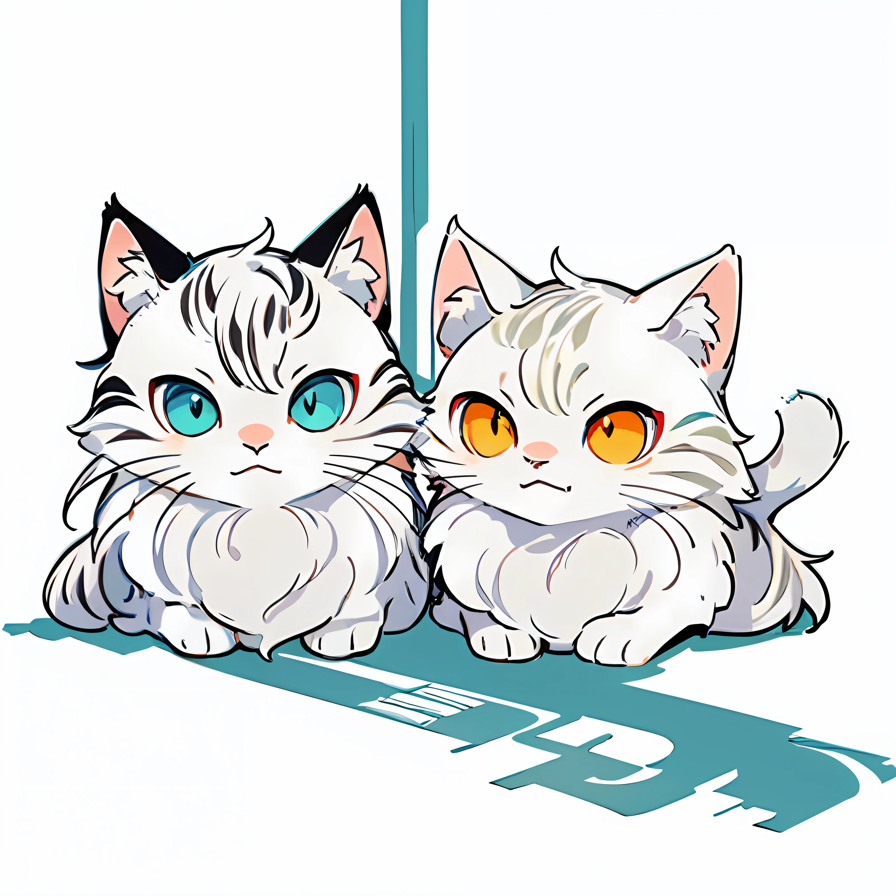 high resolution, 2D line art logo, white mackerel cat, white tabby cat, pale blue background, minimalistic and simple logo, smooth vector illustration, monochrome,