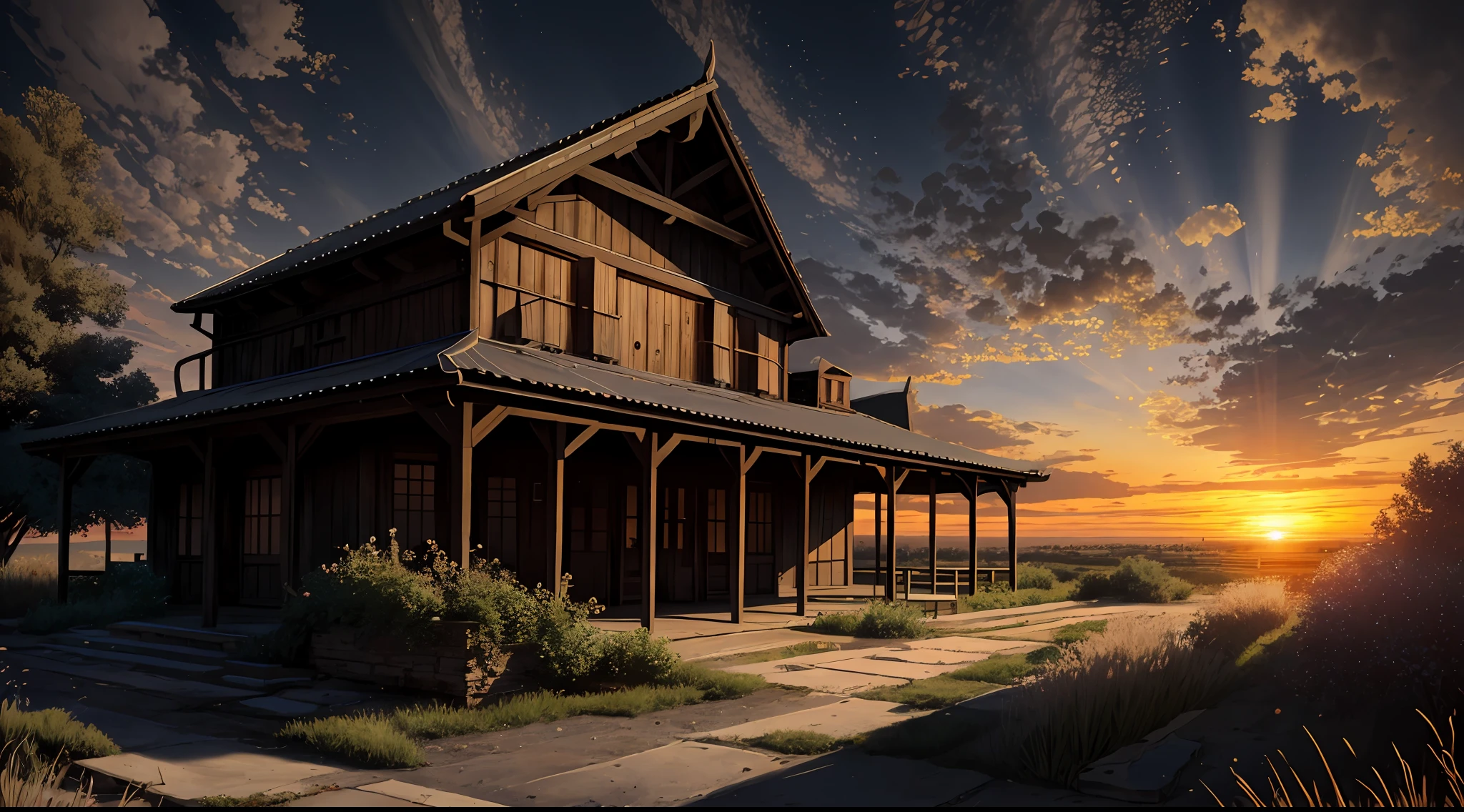 highres, imagination, (realistic), clear skies, composition, sunset, (hdr:1.5), outdoors, intricate details,