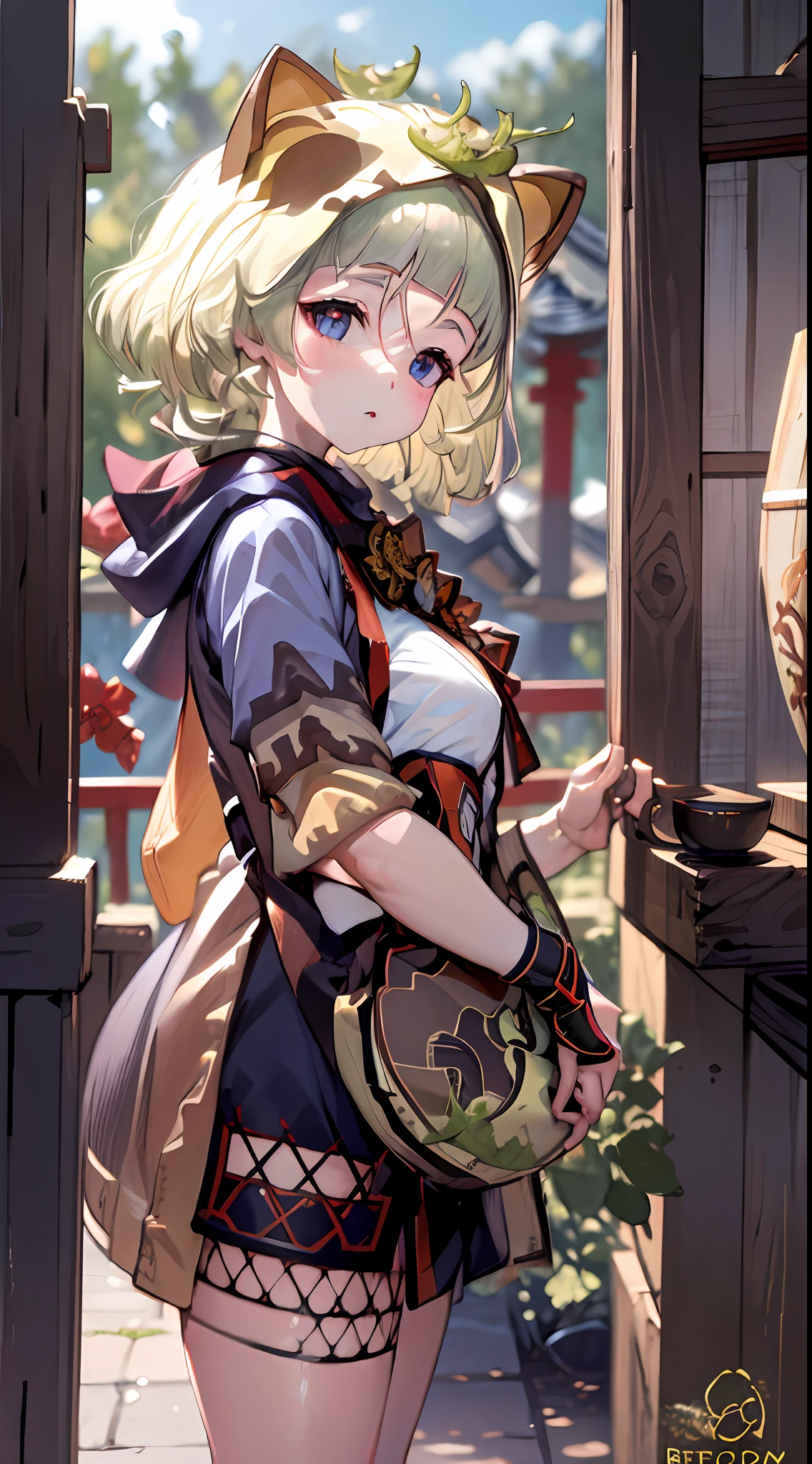 (NSTDA.:1.2), (10, beste-Qualit, master-piece: 1.4), ultra-high resolution, (lifelike, photorealistic portrait: 1.48), 25 years old, Cute Girl, Famous Japanese actors, oversized breasts, Blue Eyes, Head tilt, cowboy shot, from the front,My favorite cat ears, looking at the audience, expressionless, Beautiful lake, Zeiss 150mm F/ 2.8 Hasselblad, In Japanese shrines, Whole body, foot, Ultra-Wide Angle