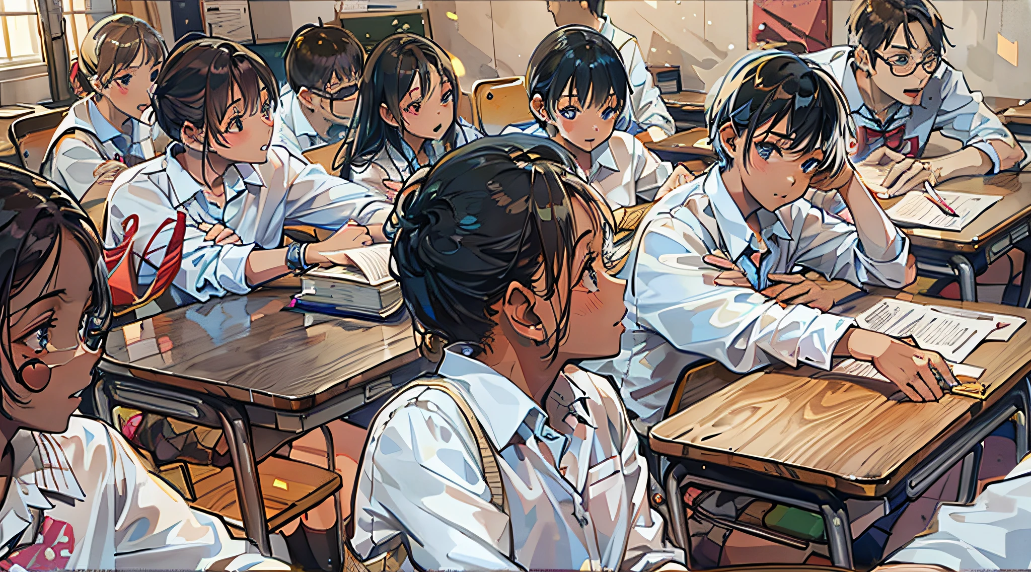 A group of students,In the classroom