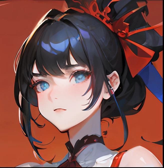 Anime girl with red and blue hair and red bow, Guviz, Artgerm and Atey Ghailan, Guviz-style artwork, anime moe art style, Loli, Ayaka Genshin impact, Avatar image, Alice X. zhang, Guweiz in Pixiv ArtStation, by Yang J, Extremely detailed Artgerm