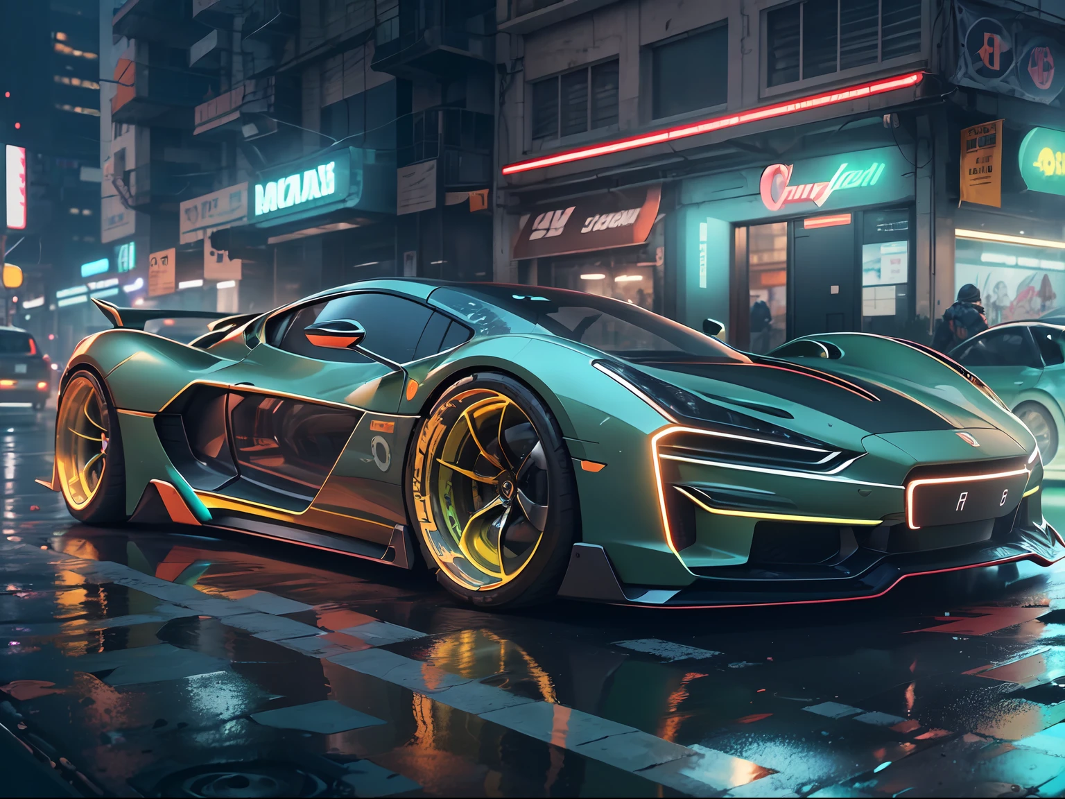 (1 transparent sports car on gorgeous city streets),Color transparent plastic,cyber punk perssonage,industrial design,Smooth design feel,Sophisticated body structure,cleanness,(((Transparent visual impact))),(((Brilliant neon lights))),white backgrounid,ultra-realistic realism,hyper HD,high detal,best qualtiy,4K