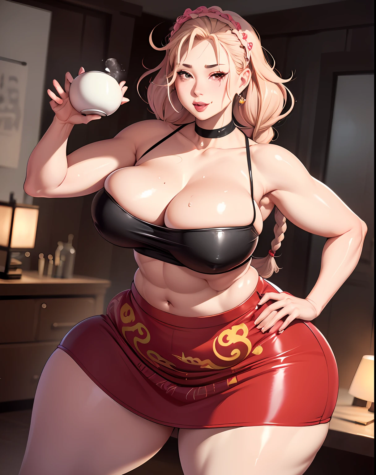 Hot mom,独奏,(:1.3),thick thight,upper legs,Wide buttock,dent in the skin,Double tail,curlies,ssmile,cheerfulness,(Red latex apron:1.2),cparted lips,plumw,sobu,exposed midriff,protruding areolas,gigantic cleavage breasts,4K,realistic humid skin,Armpits,Large curved hips,a variety of poses,Stick out a very long tongue,Fleshy figure,with perfect legs,Hypertrophic,protruding areolas,,Bronzed skin,detailed lips,bubble butt,Dewy,mouth drool,Lick,Place your fingers between your legs,Hungry and thirsty housewives,erected,Wrinkles,Clean the room,Eyes look at the lens,A shy look,Blushing aunt,Two braids,Smooth skin,Very meticulous clothes,Intriguing set,extremly high detail,A detailed face,High frame rate,musculature,High picture quality