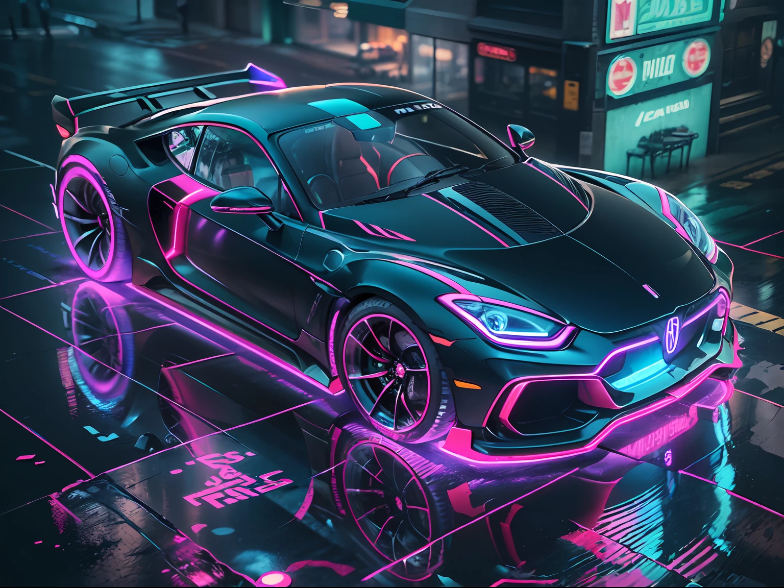 (1 transparent sports car on gorgeous city streets)，Color transparent plastic，cyber punk perssonage，industrial design，Smooth design feel，Sophisticated body structure，cleanness，(((Transparent visual impact)))，(((Brilliant neon lights)))，white backgrounid，ultra-realistic realism，hyper HD，high detal，best qualtiy，4K