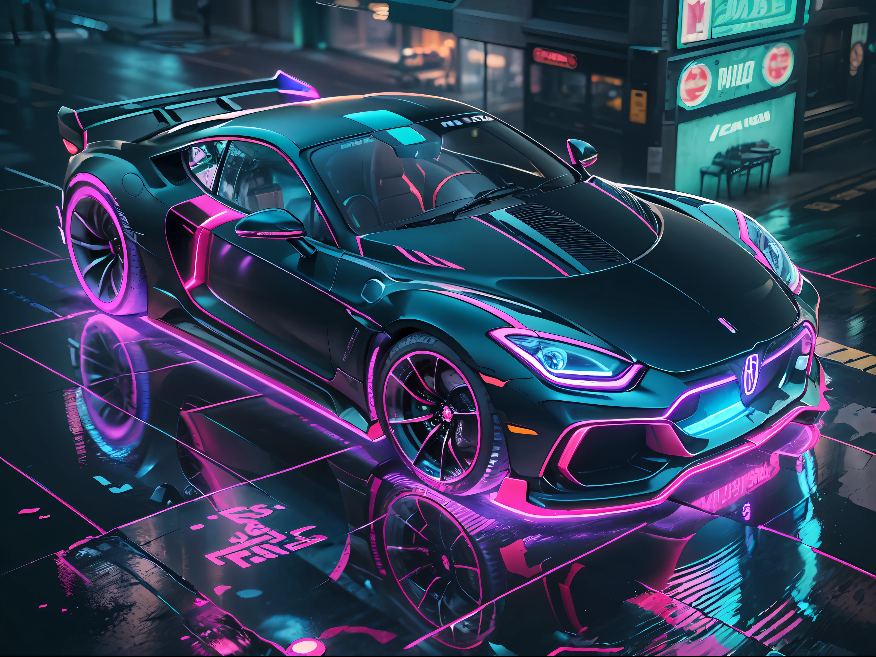 (1 transparent sports car on gorgeous city streets),Color transparent plastic,cyber punk perssonage,industrial design,Smooth design feel,Sophisticated body structure,cleanness,(((Transparent visual impact))),(((Brilliant neon lights))),white backgrounid,ultra-realistic realism,hyper HD,high detal,best qualtiy,4K