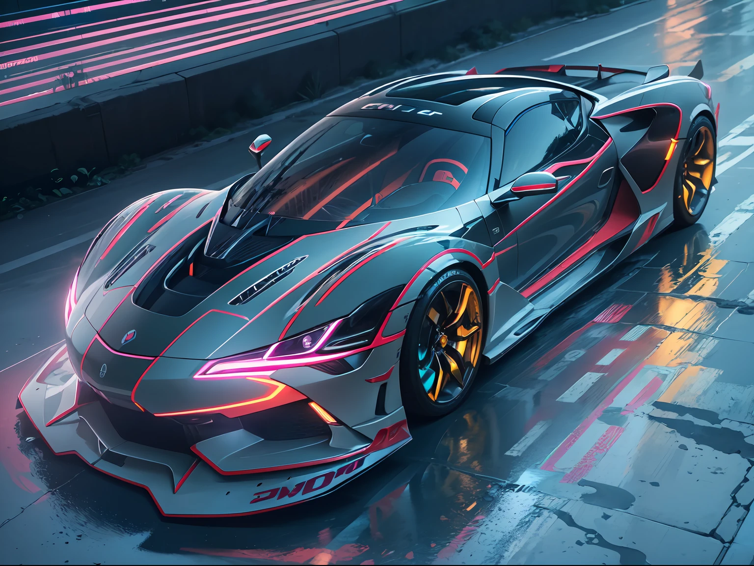 (1 transparent sports car on gorgeous city streets),Color transparent plastic,cyber punk perssonage,industrial design,Smooth design feel,Sophisticated body structure,cleanness,(((Transparent visual impact))),(((Brilliant neon lights))),white backgrounid,ultra-realistic realism,hyper HD,high detal,best qualtiy,4K