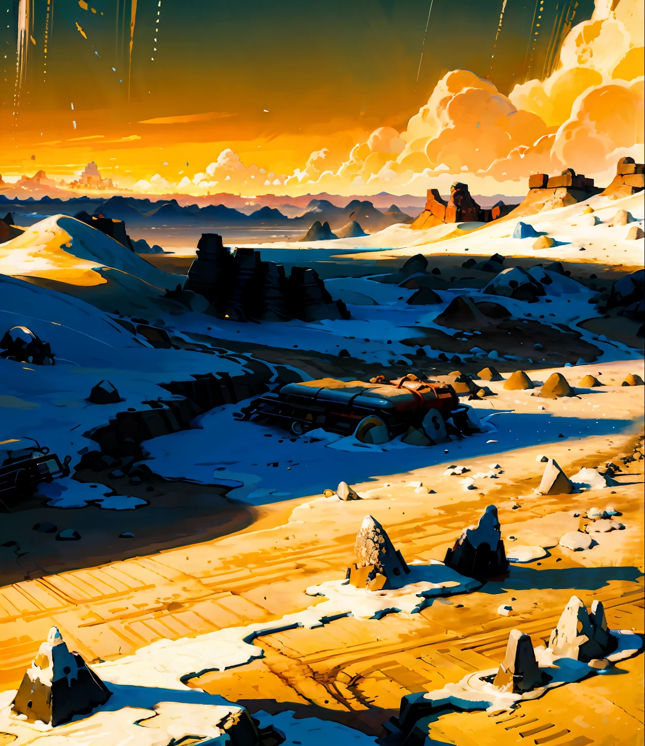 (((Wasteland Landscape , desert canyons )))The Official Art of Paints, splatter