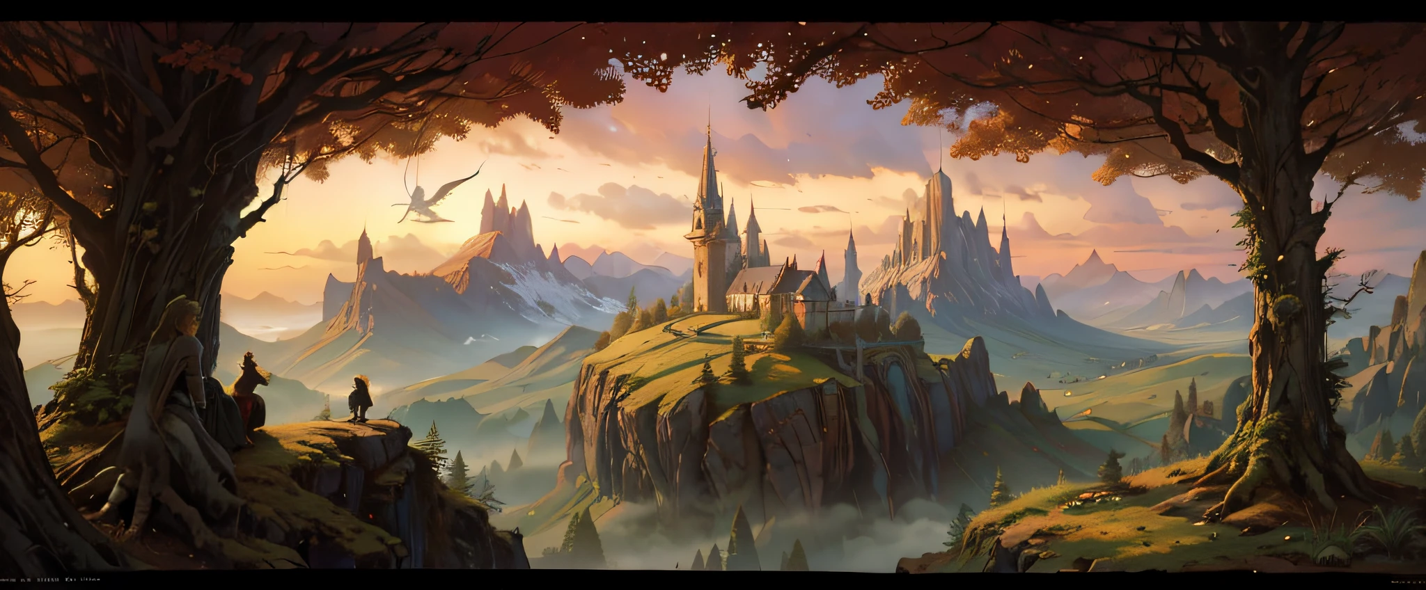 fantasy atmosphere, storybook art, fairy tale, fantasy environment, dragon flying above, forest, intricate details, illustration art by Angie Lewin, Anton Pieck, Arthur Wesley Dow, Andy Kehoe, Artgerm, Greg Rutkowski, and Andreas Rocha