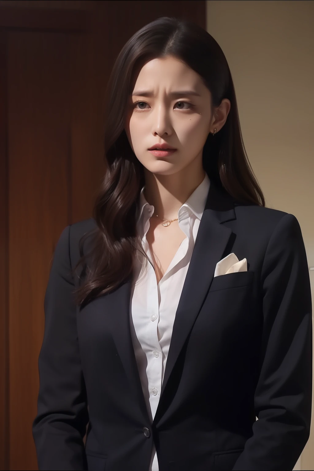 Suits、1womanl, furrowed brow, Apologies、Tears