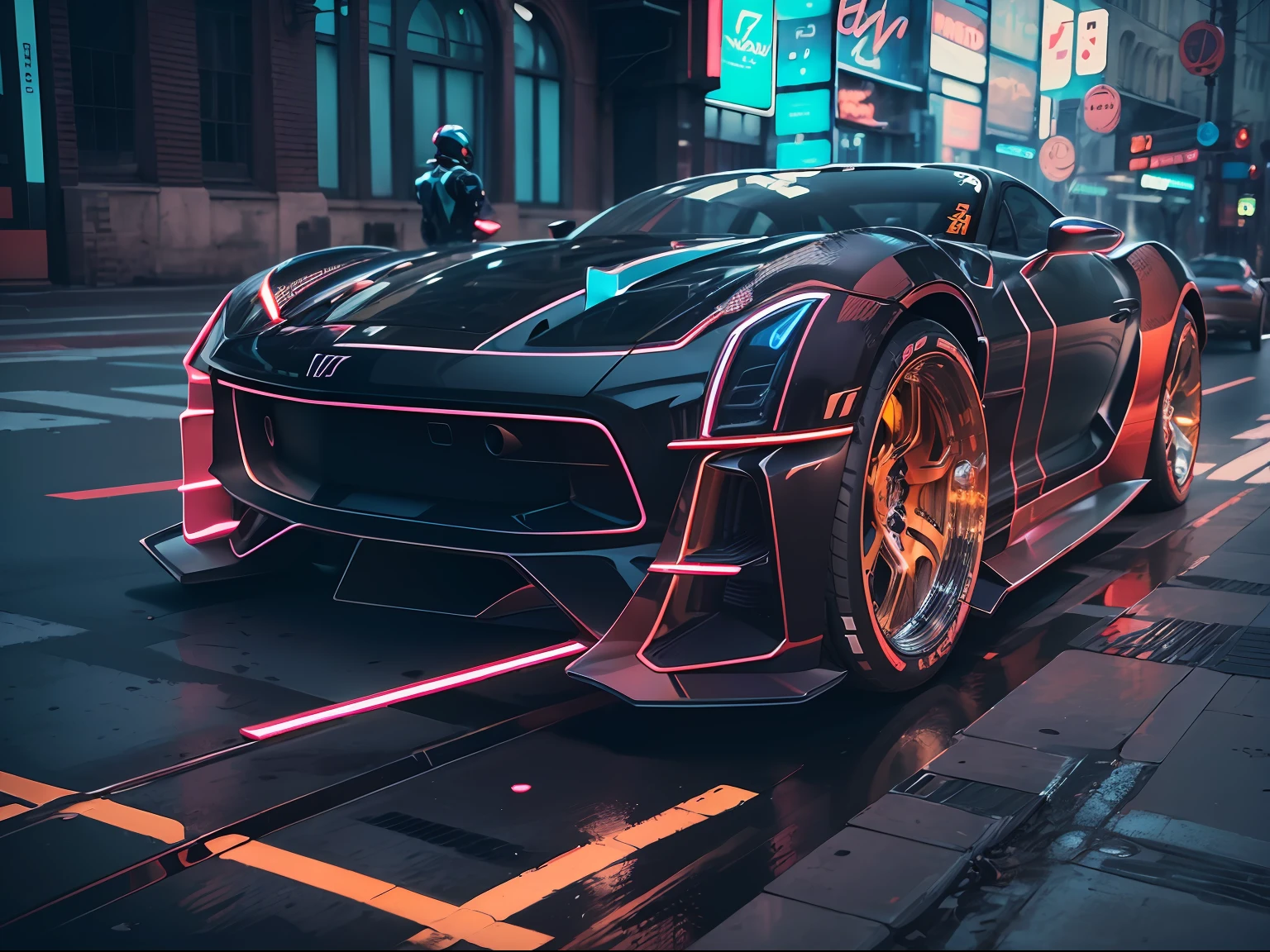 (1 transparent sports car on gorgeous city streets),Color transparent plastic,cyber punk perssonage,industrial design,Smooth design feel,Sophisticated body structure,cleanness,(((Transparent visual impact))),(((Brilliant neon lights))),white backgrounid,ultra-realistic realism,hyper HD,high detal,best qualtiy,4K
