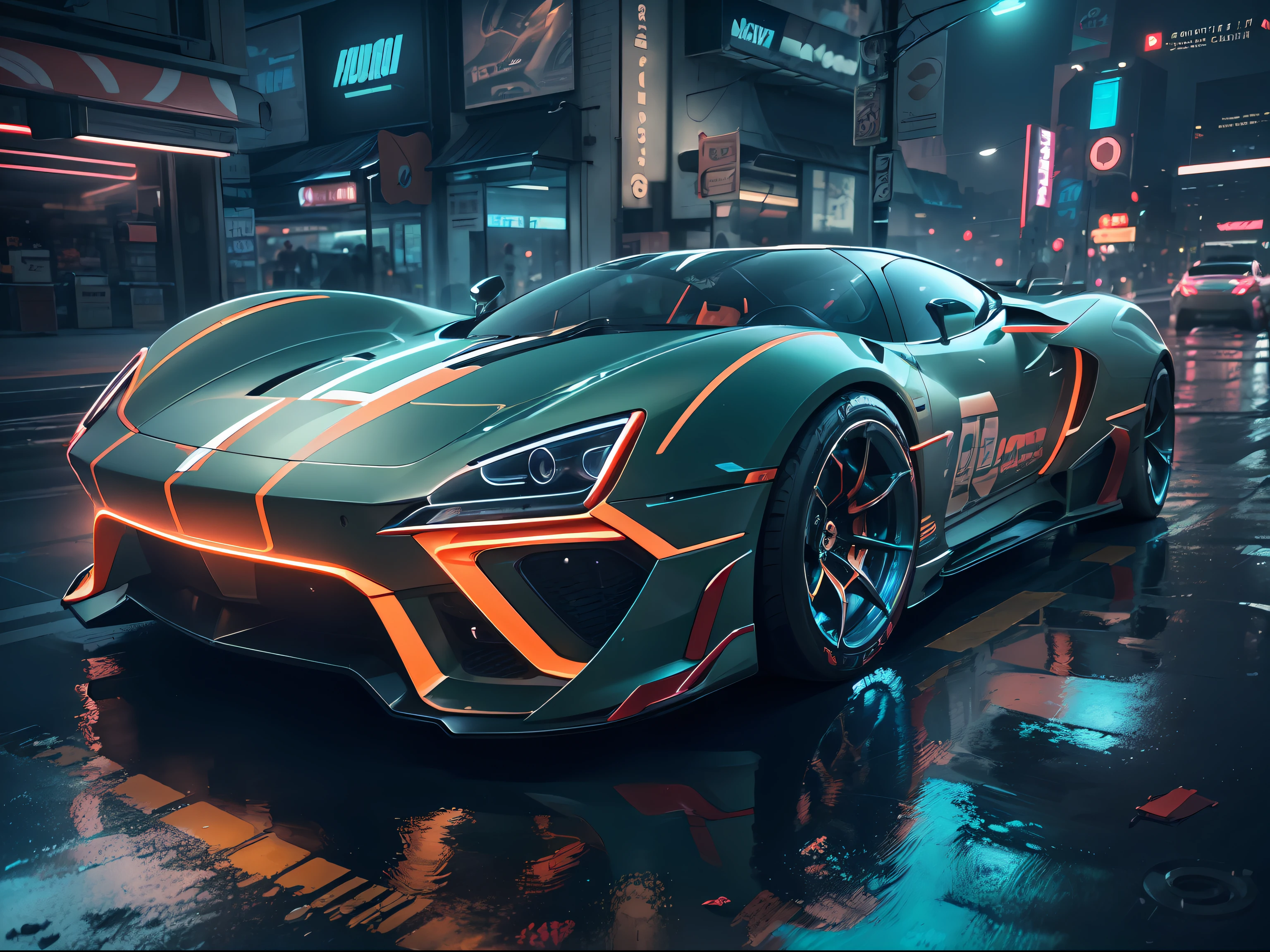 (1 transparent sports car on gorgeous city streets)，Color transparent plastic，cyber punk perssonage，industrial design，Smooth design feel，Sophisticated body structure，cleanness，(((Transparent visual impact)))，(((Brilliant neon lights)))，white backgrounid，ultra-realistic realism，hyper HD，high detal，best qualtiy，4K