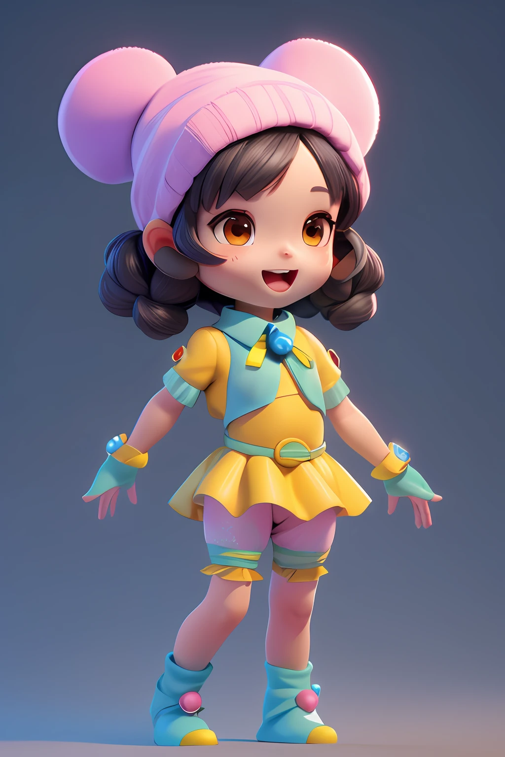 3DCHARACTER,bonnet,(corpo inteiro:1.2),fundo simples, master part,best quality, colar ,Pulseiras ,Brincos , Ondas praianas