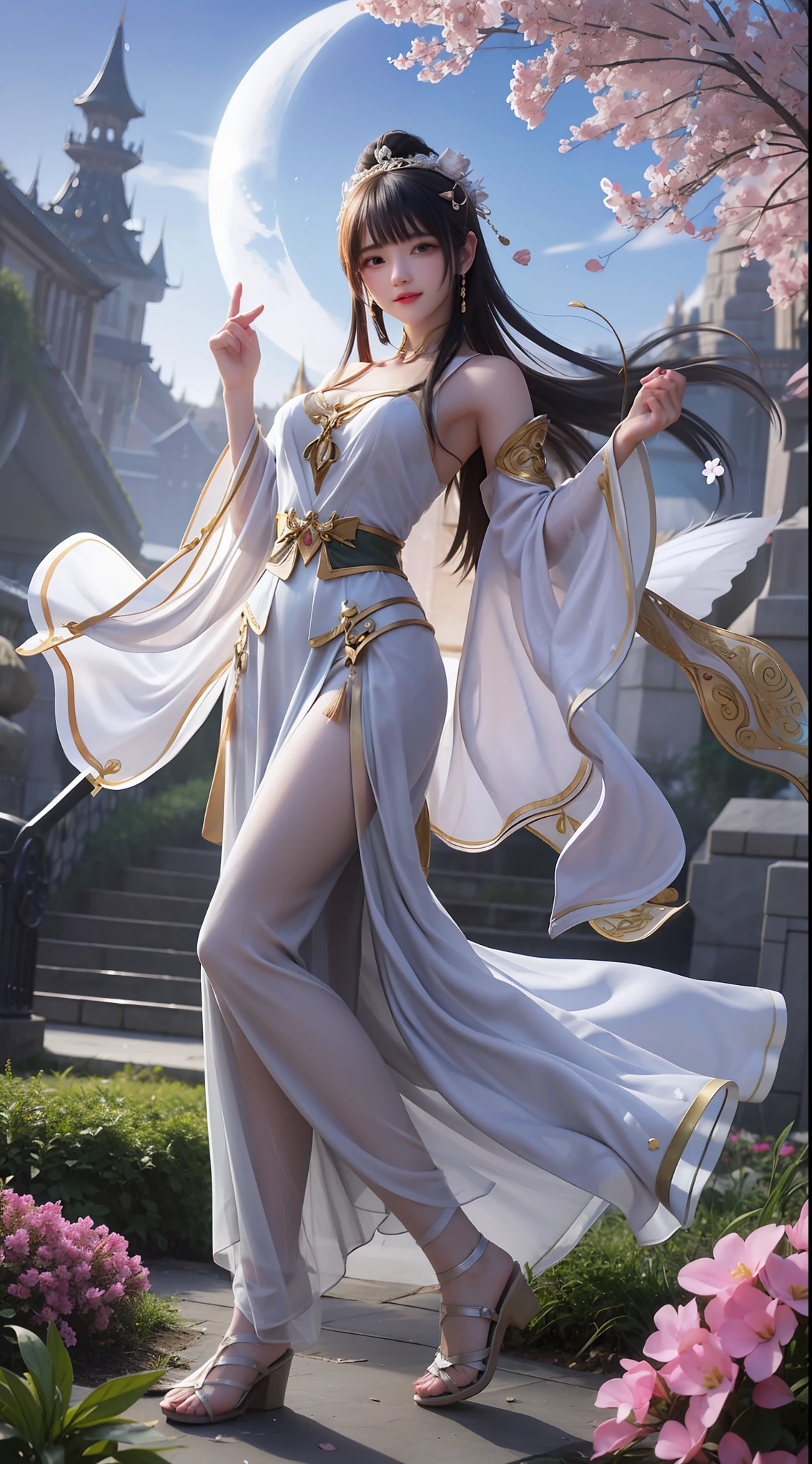 Moonlit landscape,The goddess in ancient costume dressed in Han costume is unique。Her gorgeous costumes sparkle,The skirt swayed in the breeze,It looks elegant and dynamic。There was a playful look in her eyes,It is as if you are at one with this tranquil nature。
The costume goddess wears a pair of fashionable high heels under her feet,It seems to be incompatible with her elegant temperament,But it invisibly adds a touch of mystery and sexiness。。。。Her feet were on the bluestone slab,It's like dancing on the ground,Grace at every step。
In the moonlight,The view is even more hazy and wonderful。Her figure danced in the moonlight,Fairy beauty。Her demeanor is playful and cute,It makes people want to get closer,Discover her inner secrets。
At this moment,Everything around seemed to be gone,Only this costume goddess and this beautiful landscape painting remain。She smiled,sport,All full of poetry,It's intoxicating,Can't extricate yourself。