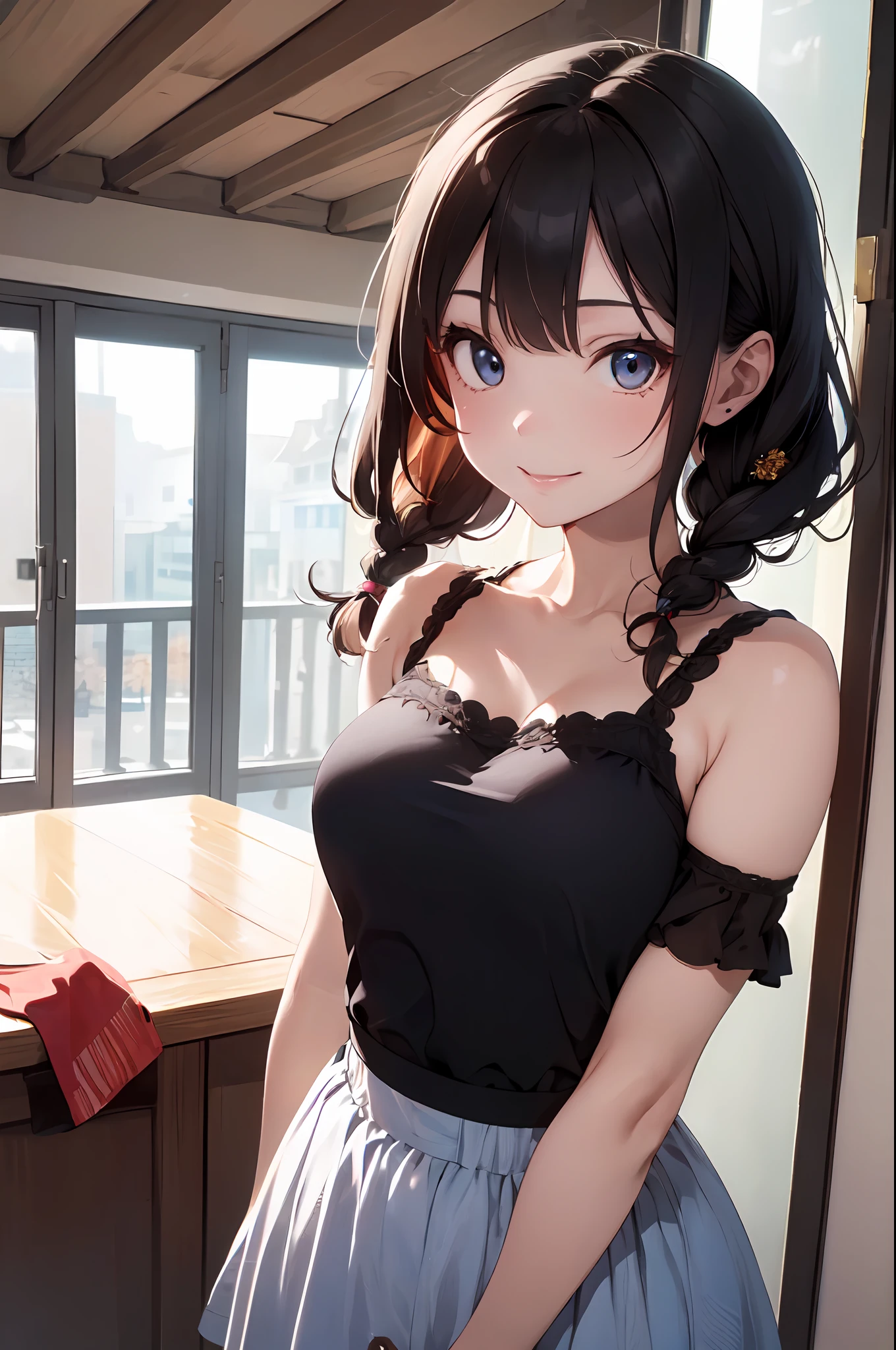((Best Quality, 8K, Masterpiece: 1.3)), 1girl, Slim Abs Beauty: 1.3, (Hairstyle Casual, Big Breasts: 1.2), Dress: 1.1, Super Fine Face, Delicate Eyes, Double Eyelids, Smile, Home