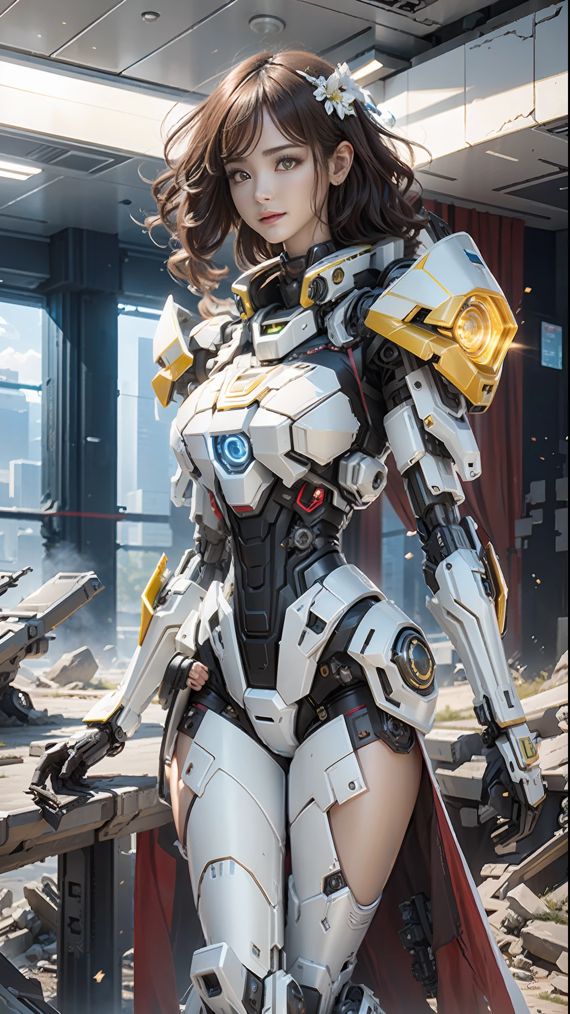 ((Best quality)), ((masterpiece)), (highly detailed:1.3), 3D,Shitu-mecha, beautiful cyberpunk women with her mecha in the ruins of city from a forgoten war, ancient technology,HDR (High Dynamic Range),Ray Tracing,NVIDIA RTX,Super-Resolution,Unreal 5,Subsurface scattering,PBR Texturing,Post-processing,Anisotropic Filtering,Depth-of-field,Maximum clarity and sharpness,Multi-layered textures,Albedo and Specular maps,Surface shading,Accurate simulation of light-material interaction,Perfect proportions,Octane Render,Two-tone lighting,Low ISO,White balance,Rule of thirds,Wide aperature,8K RAW,Efficient Sub-Pixel,sub-pixel convolution,luminescent particles,light scattering,Tyndall effect