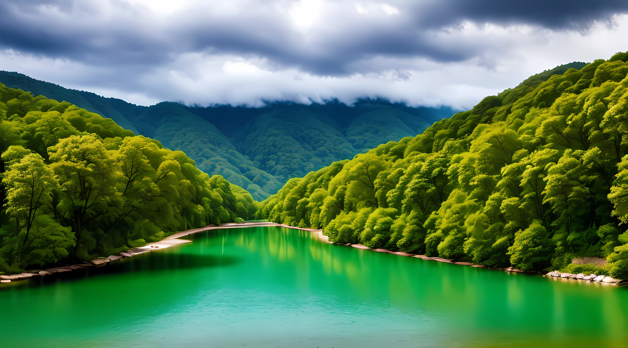scenery, outdoor, sky, cloud, day, no humans, mountain, panorama, water, tree, blue sky, waterfall, cliff, nature, lake, river, cloudy sky