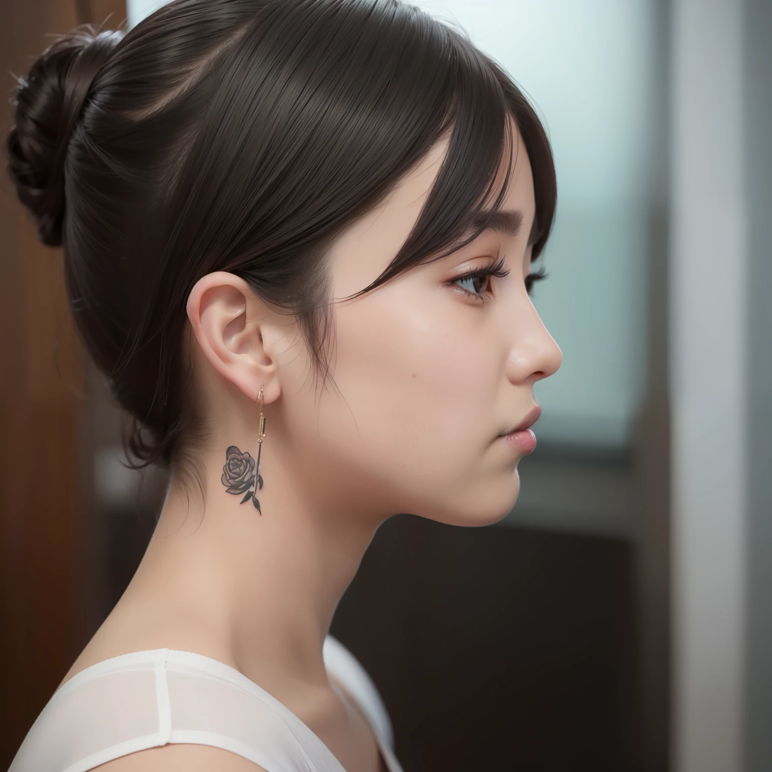 a close up of a woman with a tattoo on her arm, profile pic, dilraba dilmurat, of taiwanese girl with tattoos, profile image, by Ren Renfa, 1 8 yo, trending at cgstation, in style of kar wai wong, ruan jia beautiful!, dang my linh, taken in 2 0 2 0