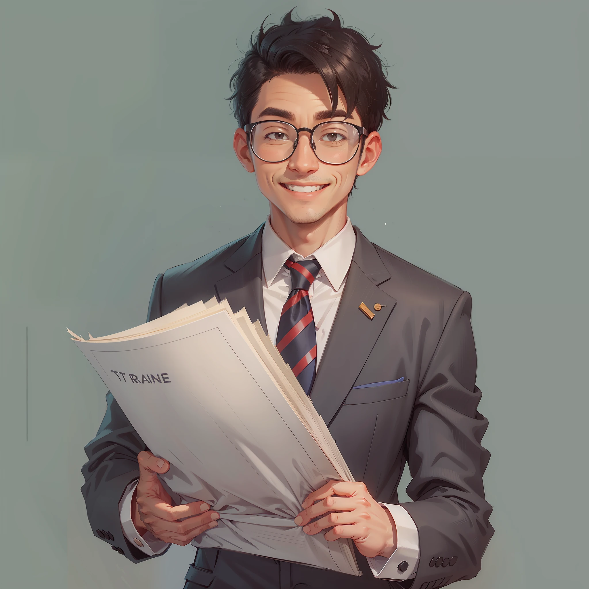 There is a man in a suit and tie holding a newspaper - SeaArt AI