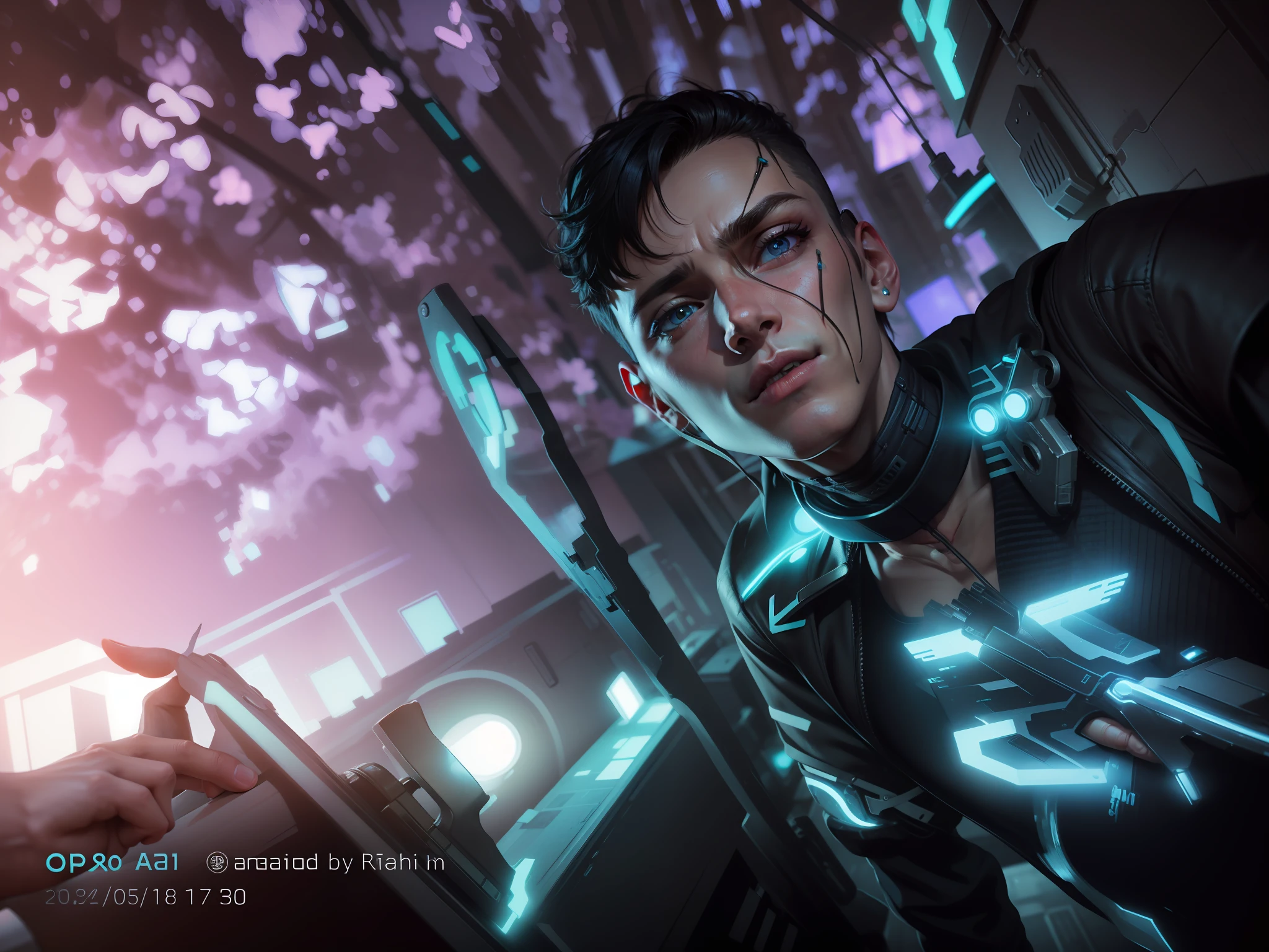 Change this background cyberpunk, realistic face,8k, ultra graphics, a boy