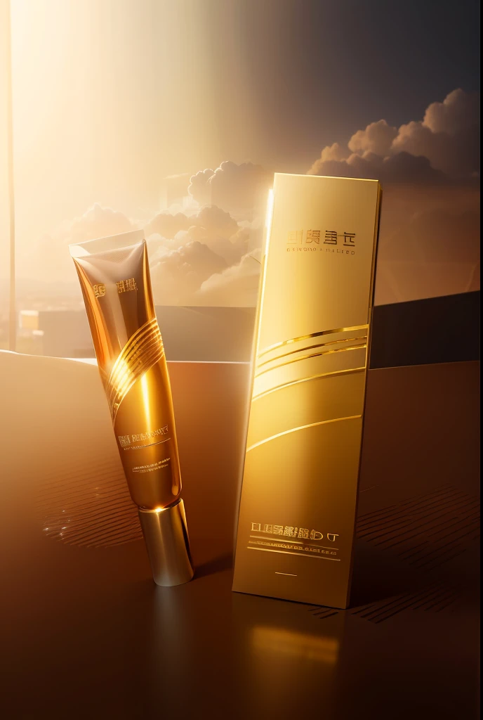 The background is a luxury hotel scene,Exquisite hotel view,Golden environment,Highlight the high quality of the product、High quality and luxury,Increase light perception