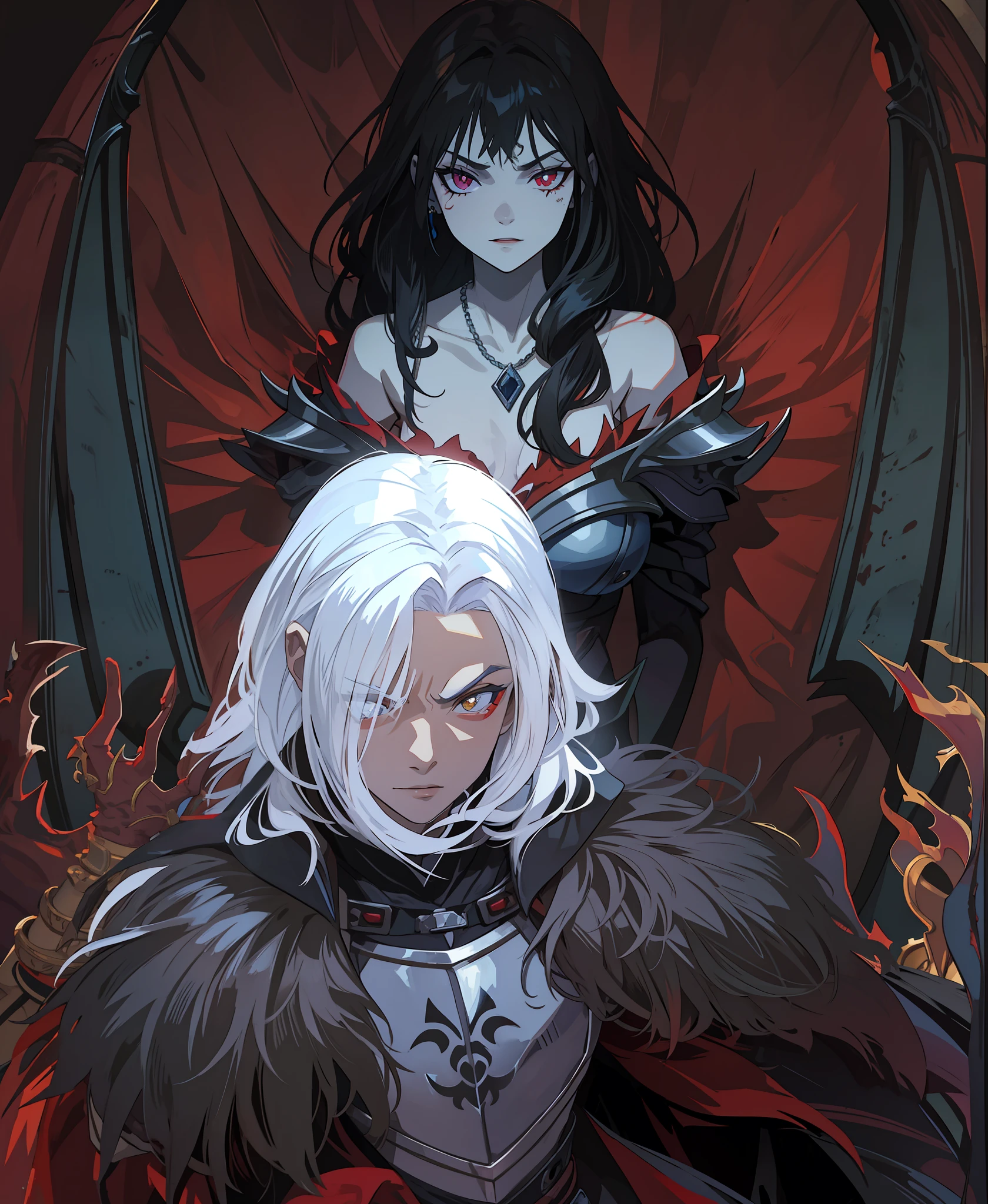 Homen ,vampiro ,cavaleiro , pele marrom ,olhos amarelos