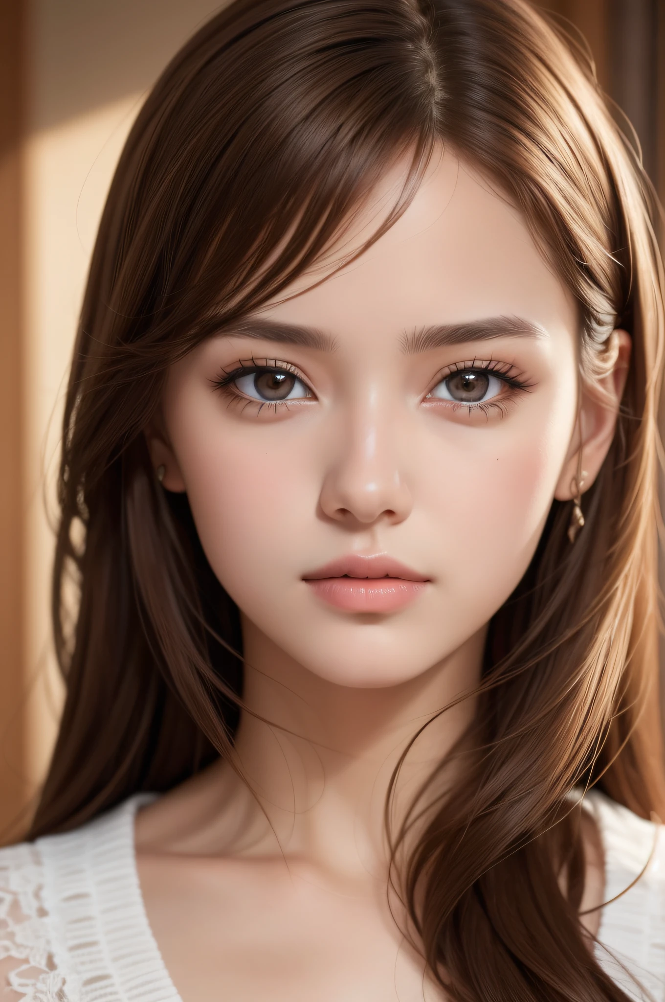 best quality, masterpiece,  (realistic:1.2), 1 girl, brown hair, brown eyes,Front, detailed face, beautiful eyes