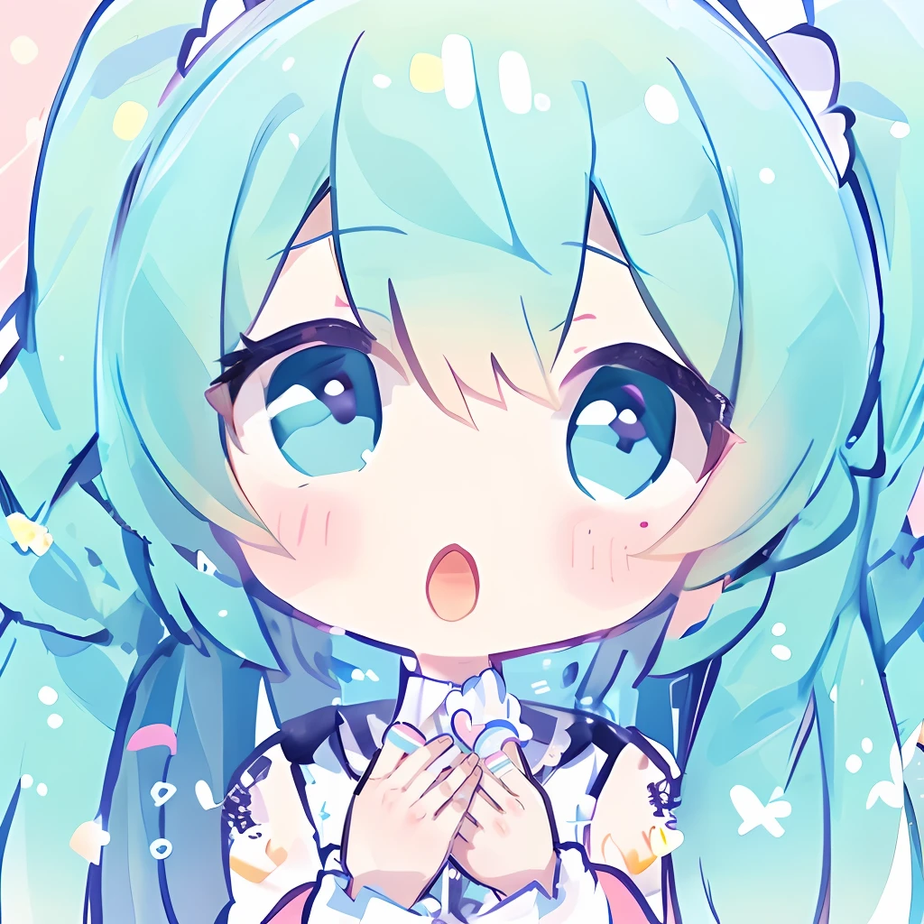 Miku, chibi, kawaii, waitress costume, Lolita style