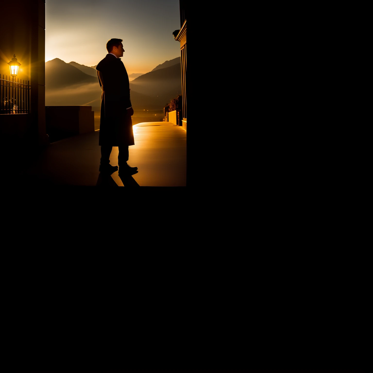 Dusk sunset father and son