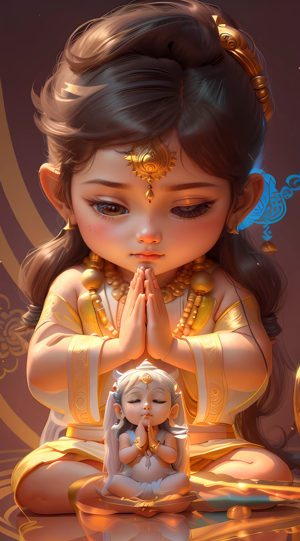 a close up of a child sitting on a small toy, praying meditating, indian god, fanart, adorable digital painting, mobile wallpaper, lord shiva, screensaver, serene expression, hindu aesthetic, hinduism, shiva, meditating, cute digital art, hd wallpaper, hindu god, beautiful depiction, meditating pose, peaceful expression, amazing wallpaper, unknown artist close eyes