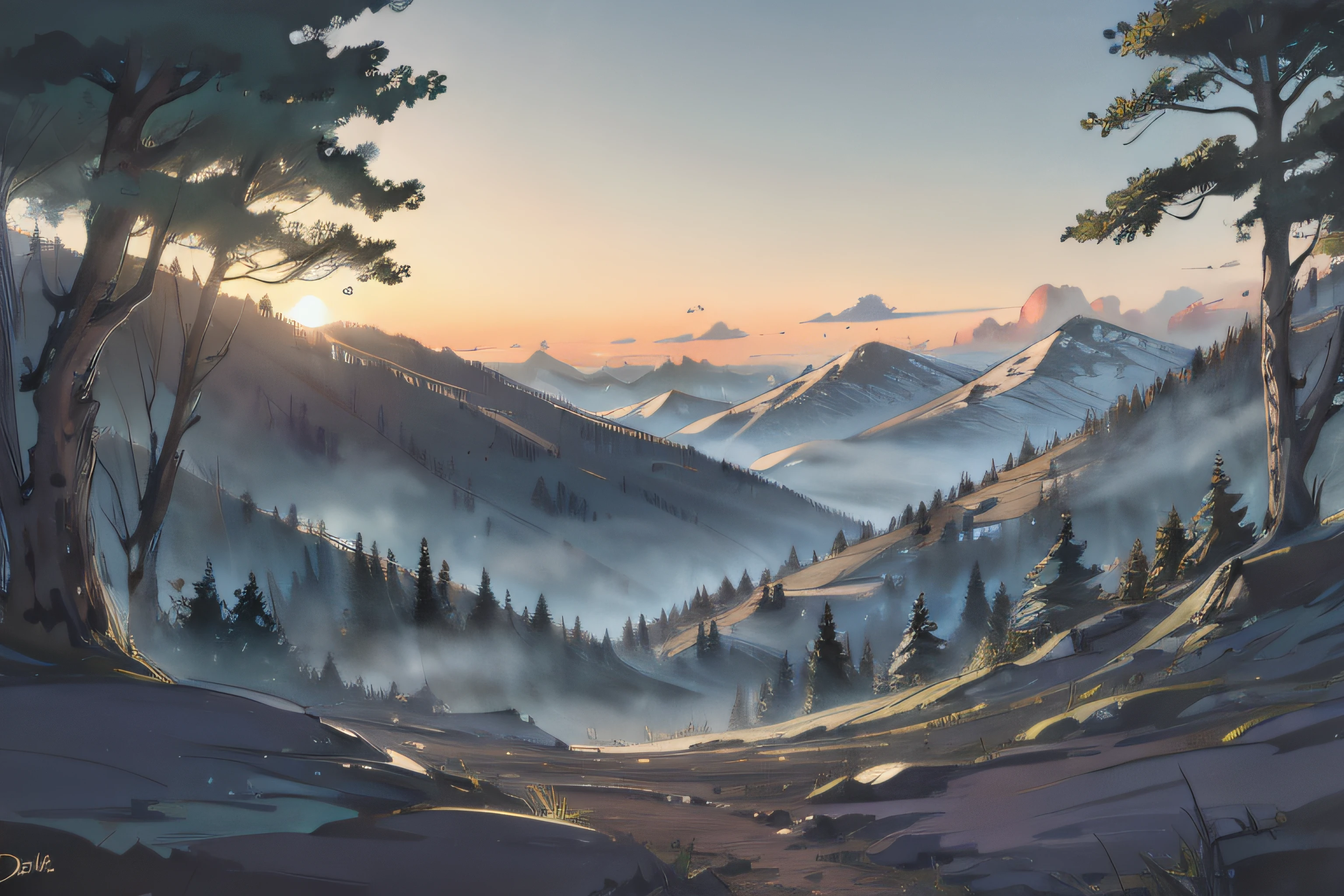 Mountain landscape, deciduous forests, remote wilderness