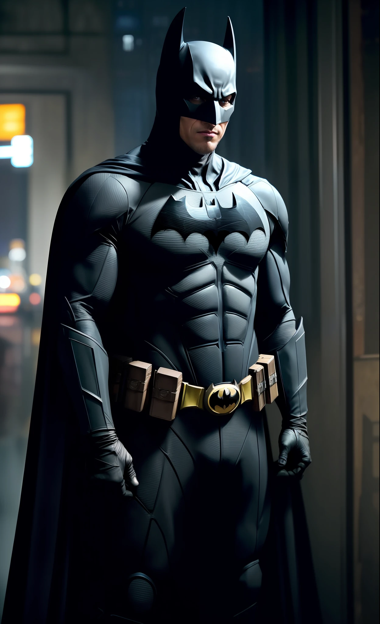 batman arks in the dark knight suit, from movie batman, cyberpunk batman, the batman, ryan renolds as batman, dwayne johnson as batman, in batman : arkham knight, in batman movie still cinematic, batman with guns, film still of batman, ryan reynolds as batman, still image from batman movie, sylvester stallone as batman, dwayne johnson as spiderbatman, in batman