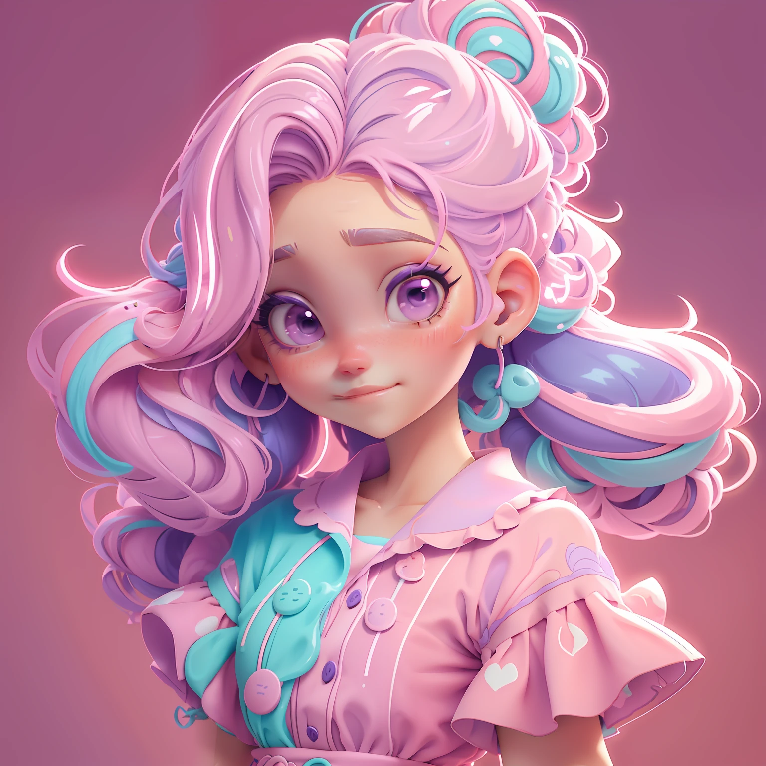 Lodo, (Lodo), Slime cabelo bun estilo de cabelo, pink and lilac gum, roupas rave neon, master part, best quality