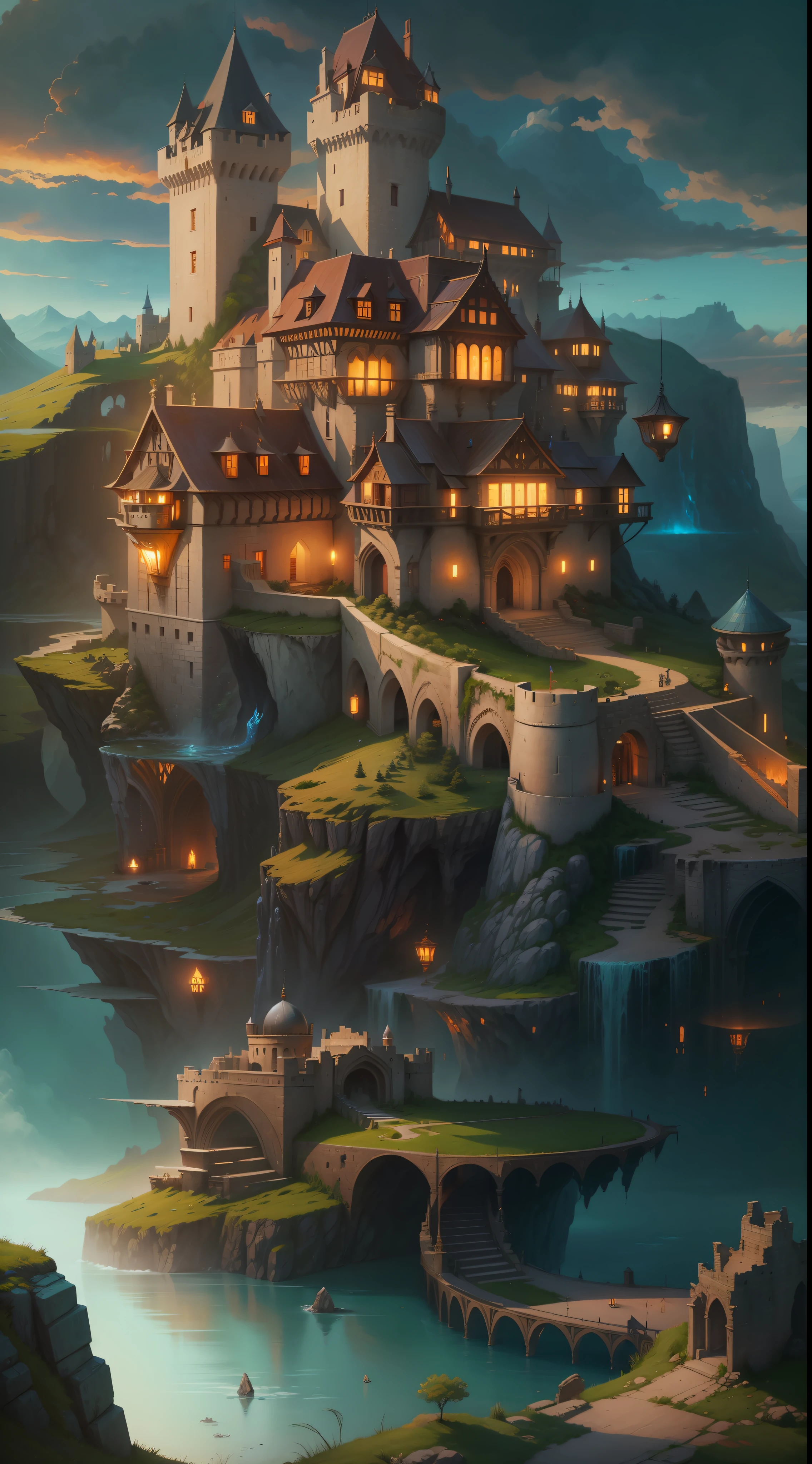 arafed castle on a hill overlooking a body of water, fantasy background, background artwork, amazing wallpaper, magnificent background, fantasy painting hd, beautiful wallpaper, hd wallpaper, high quality desktop wallpaper, digital art fantasy, dream scenery art, epic fantasy art style hd, fantasy art landscape, beautiful fantasy art, fantasy beautiful, hd fantasy art, breathtaking fantasy art, amazing background
