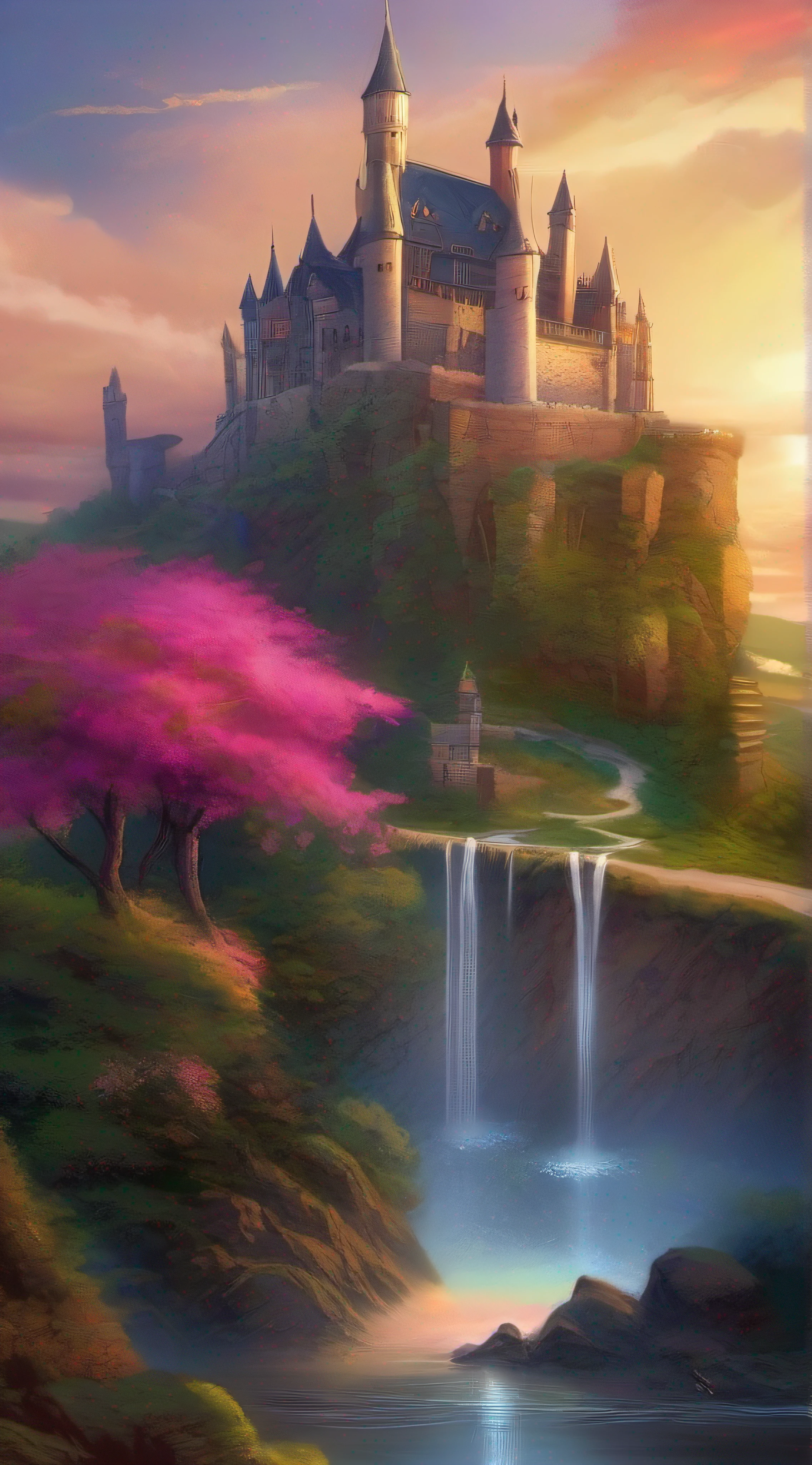 arafed castle on a hill overlooking a body of water, fantasy background, background artwork, amazing wallpaper, magnificent background, fantasy painting hd, beautiful wallpaper, hd wallpaper, high quality desktop wallpaper, digital art fantasy, dream scenery art, epic fantasy art style hd, fantasy art landscape, beautiful fantasy art, fantasy beautiful, hd fantasy art, breathtaking fantasy art, amazing background