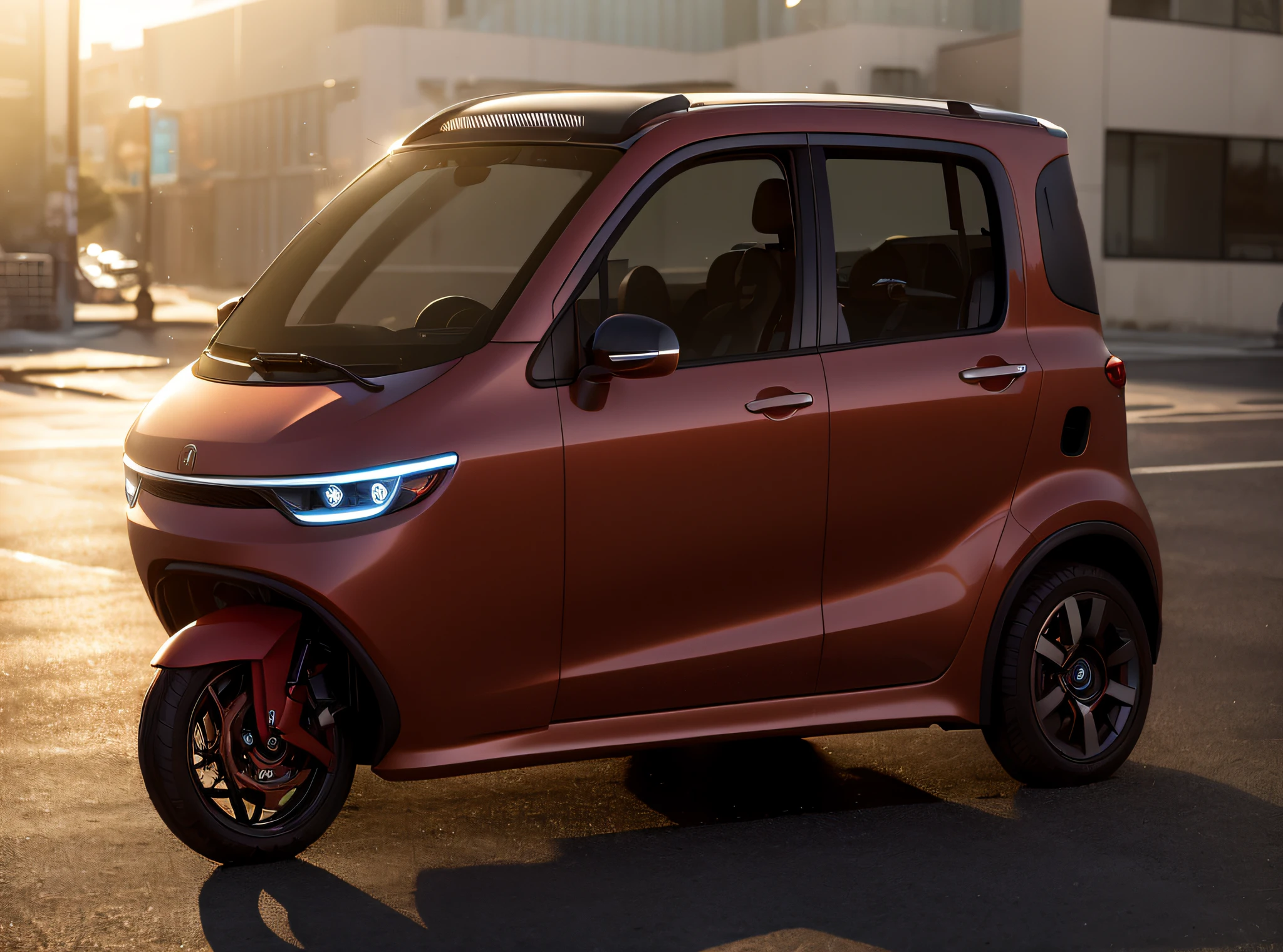 Close-up of a small car with side stickers,White car, intelligent, kama russian electrocar, new vehicle, cute future vehicles, 3 6 0 p, futuristic product car shot, 4 8 0 p, 480p, shaxi, 360º, full view of a car, 4l, 3/4 front view of a (Masterpiece:1.2) (Photorealistic:1.2) (Bokeh) (Best quality) (Detailed skin) (Intricate) (8K) ( hdr)(电影灯光)(Sharp focus)
