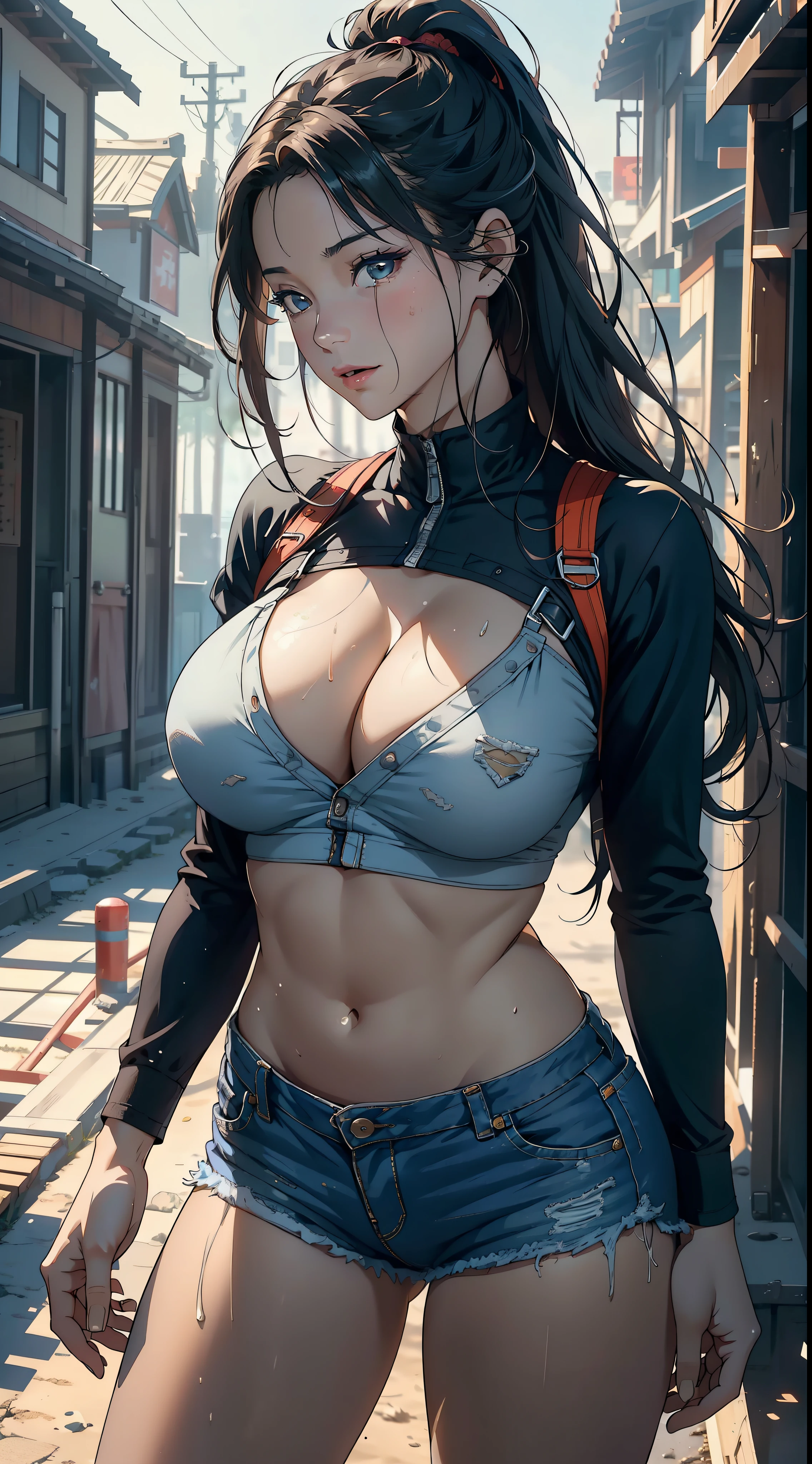 1female,45 yers old,Huge breasts, 独奏,Construction workers,shairband,scifi style,wearing denim short shorts,Wear a yellow safety helmet, Pornographic exposure,(Background with:coniferous forest,at winter season,Snow on the ground, Construction) Long white hair,hail,Bigchest, From the front side, dishiveredhair, Sweating profusely ,mostly cloudy sky,(tmasterpiece),(Very detailed CG unity 8K wallpaper),best qualtiy,cinmatic lighting,detailed back ground,beatiful detailed eyes,Bright pupils,(Very fine and beautiful),(Beautiful and detailed eye description),ultra - detailed,facing at camera,A high resolution,ultra - detailed),hair straight,with hair dishevelled,Sex slaves,standing on your feet,Open-mouthed,Flushed complexion,is shy,Chest sagging,nakeness, Expose the genitals,revealing breasts,Camel toes,with no underpants,extremely large bosom,Extremely colorful,Most detailed,fully body photo,The face is well lit