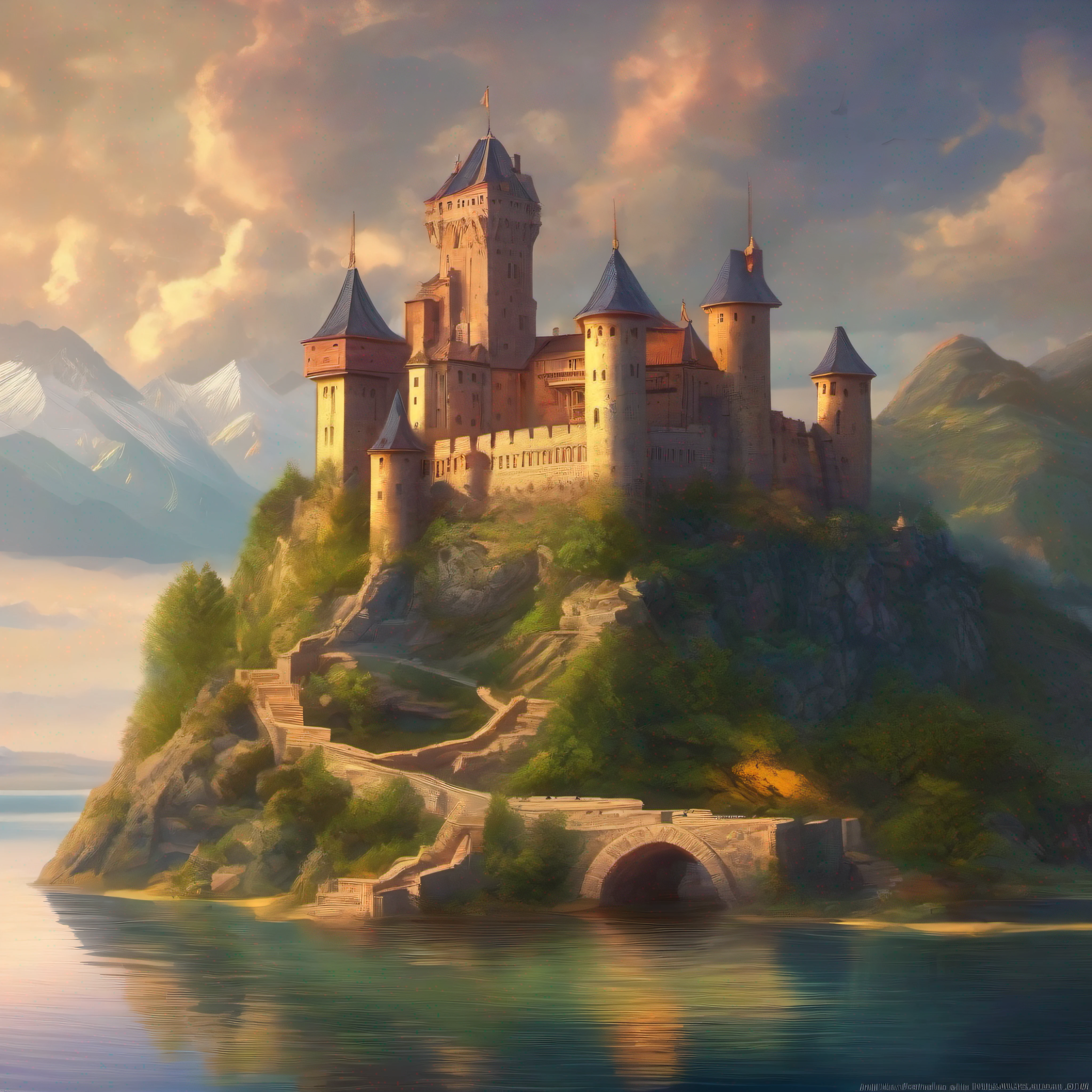 arafed castle on a hill overlooking a body of water, fantasy background, background artwork, amazing wallpaper, magnificent background, fantasy painting hd, beautiful wallpaper, hd wallpaper, high quality desktop wallpaper, digital art fantasy, dream scenery art, epic fantasy art style hd, fantasy art landscape, beautiful fantasy art, fantasy beautiful, hd fantasy art, breathtaking fantasy art, amazing background