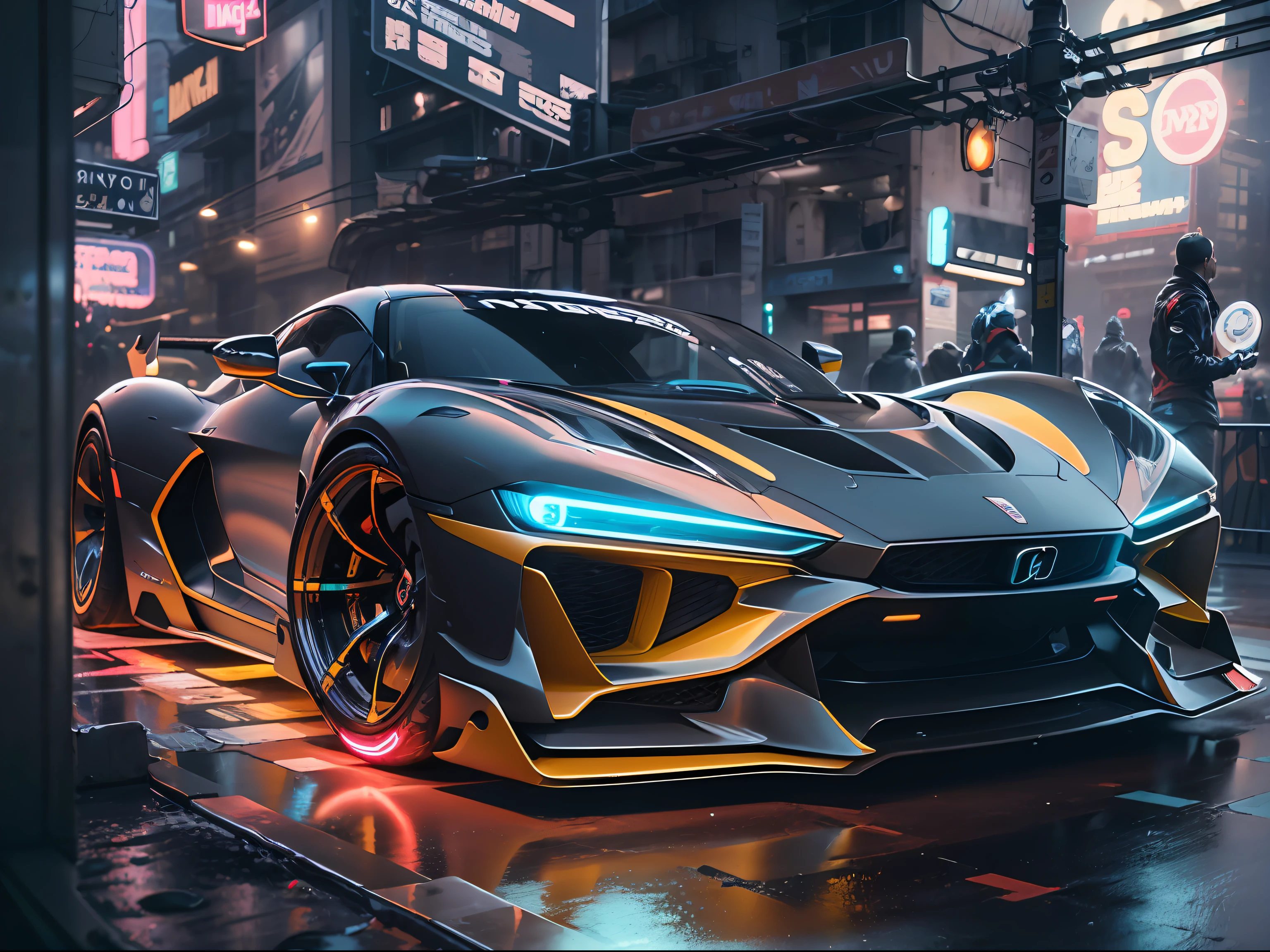 (1 transparent sports car on gorgeous city streets),Color transparent plastic,cyber punk perssonage,industrial design,Smooth design feel,Sophisticated body structure,cleanness,(((Transparent visual impact))),(((Brilliant neon lights))),white backgrounid,ultra-realistic realism,hyper HD,high detal,best qualtiy,4K