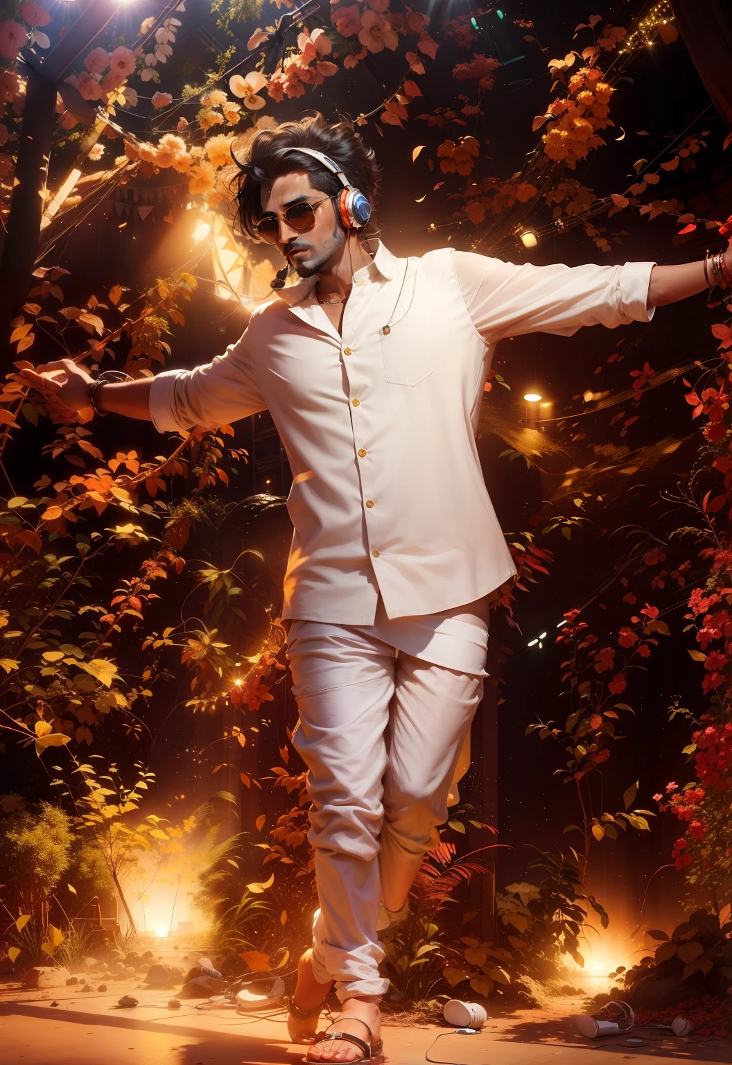 Dance floor,music,Indian,lovely background,headset,8k, sunglasses
