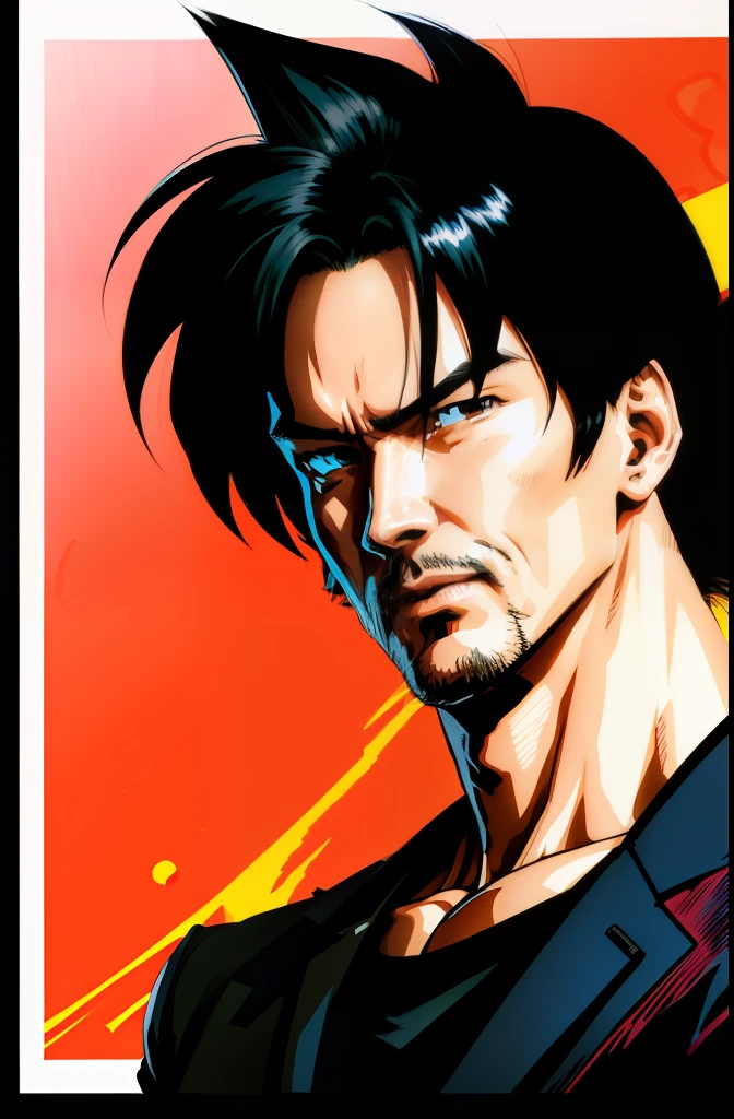 keanu reeves, dragon ball z anime style, using strokes by artist akira toriyama